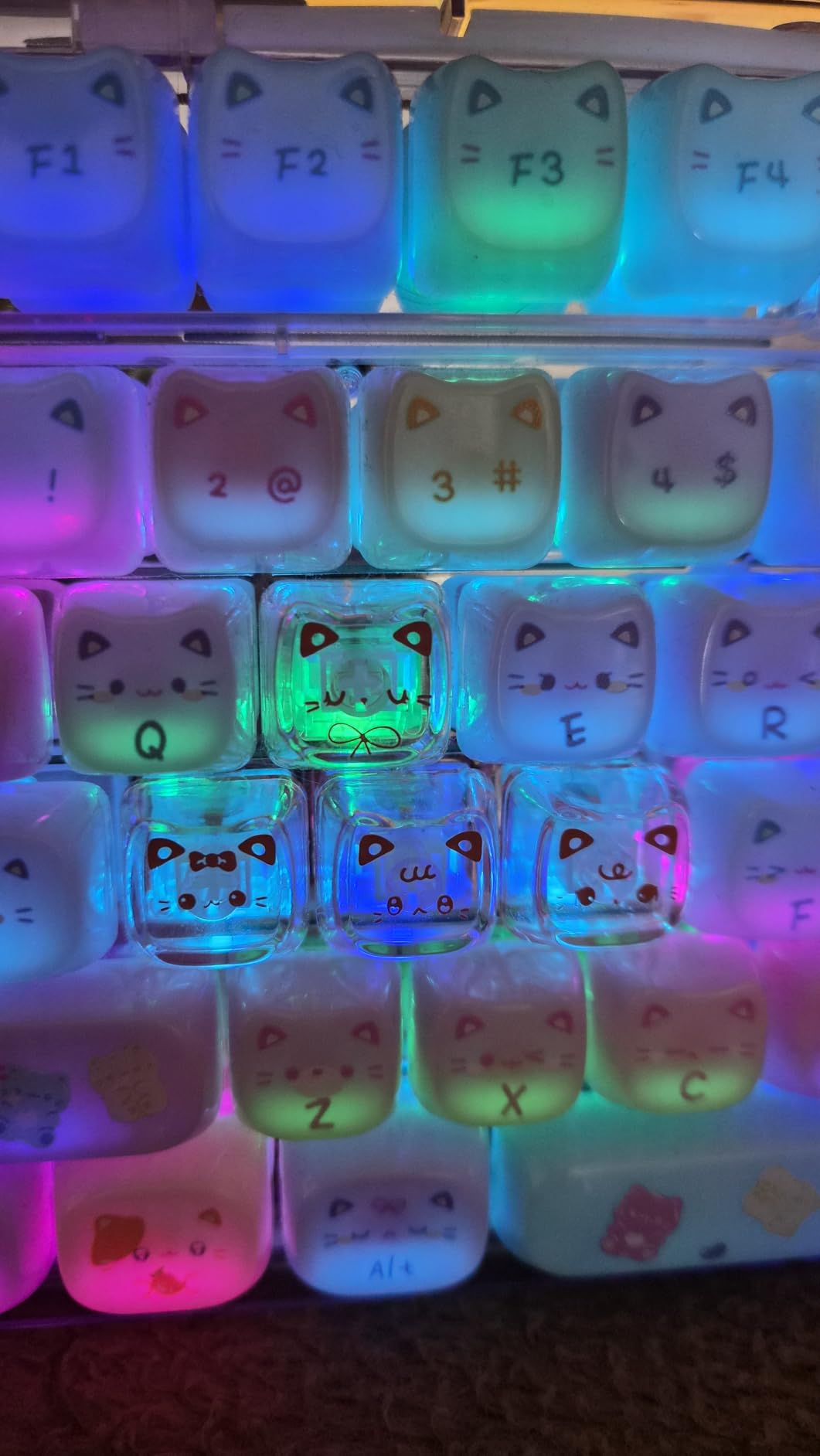 KiiBOOM Cute Cat Keycaps Set, Mao Profile, Cat Shape | PC Keycap for MX Switch Mechanical Keyboard, Compatible with 60%, 65%, 75%, TKL, 96%, Full-Sized Layout (Meow Pudding) customer photo 2