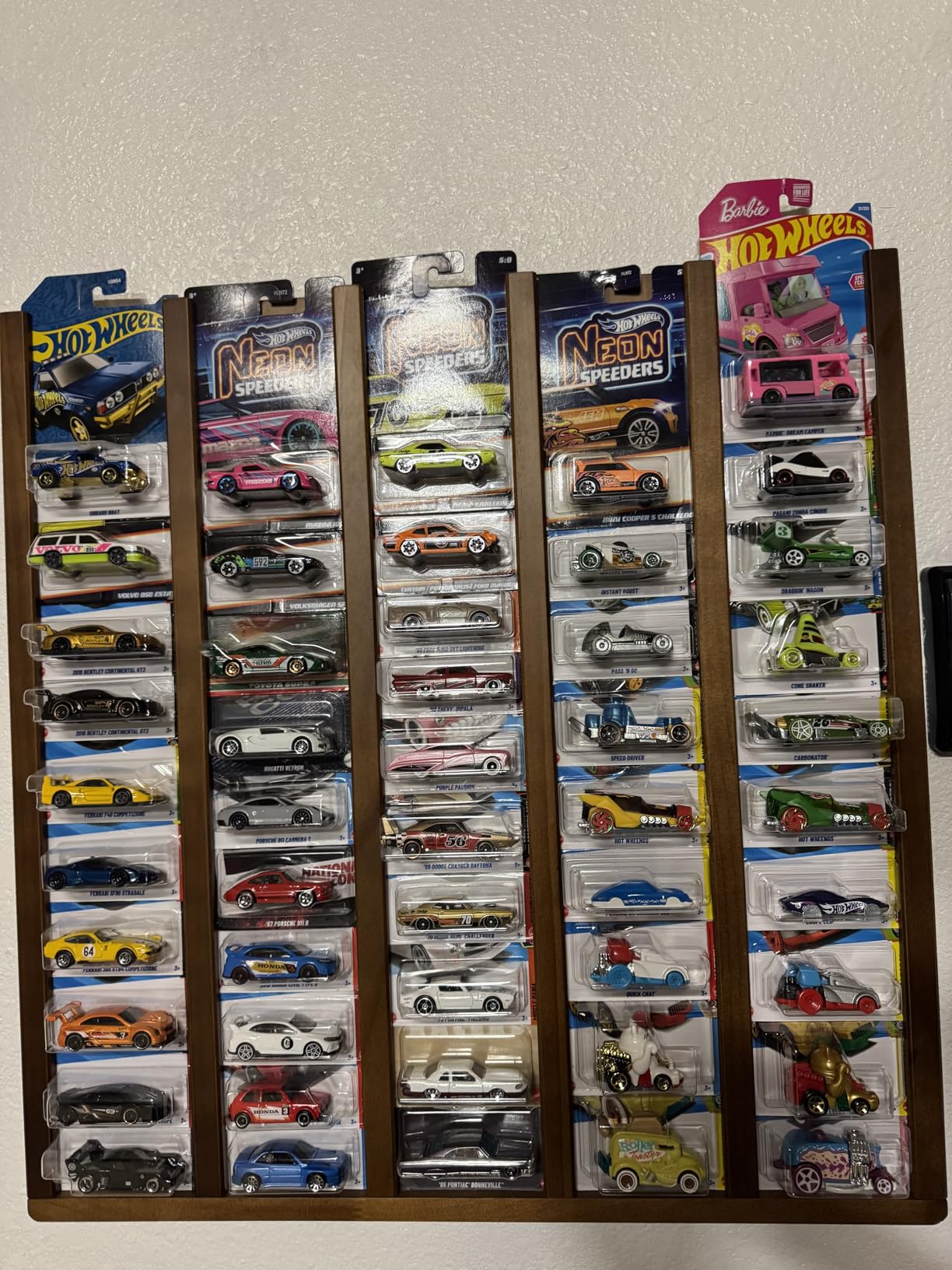 Display Case for Carded Hot Wheels Car, Holds 50 Cars, Wall Mount | Solid Wood, Fits Carded Hot Wheels cars, holds up to 50 1:64 blister cars, wall mount or freestanding, Gift for collectors customer photo 1