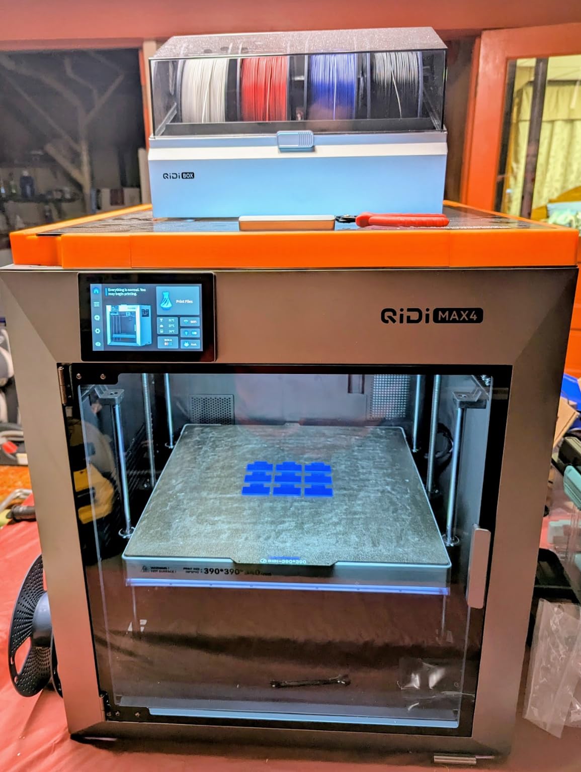 QIDI Max4 Combo 3D Printer, 390×390×340mm Build Volume, 65℃ Heated Chamber | 370℃ nozzle, dual Z lead screws, max 800mm/s high speed, auto-leveling, AI camera, Polar Cooler optional, multi-materials customer photo 1