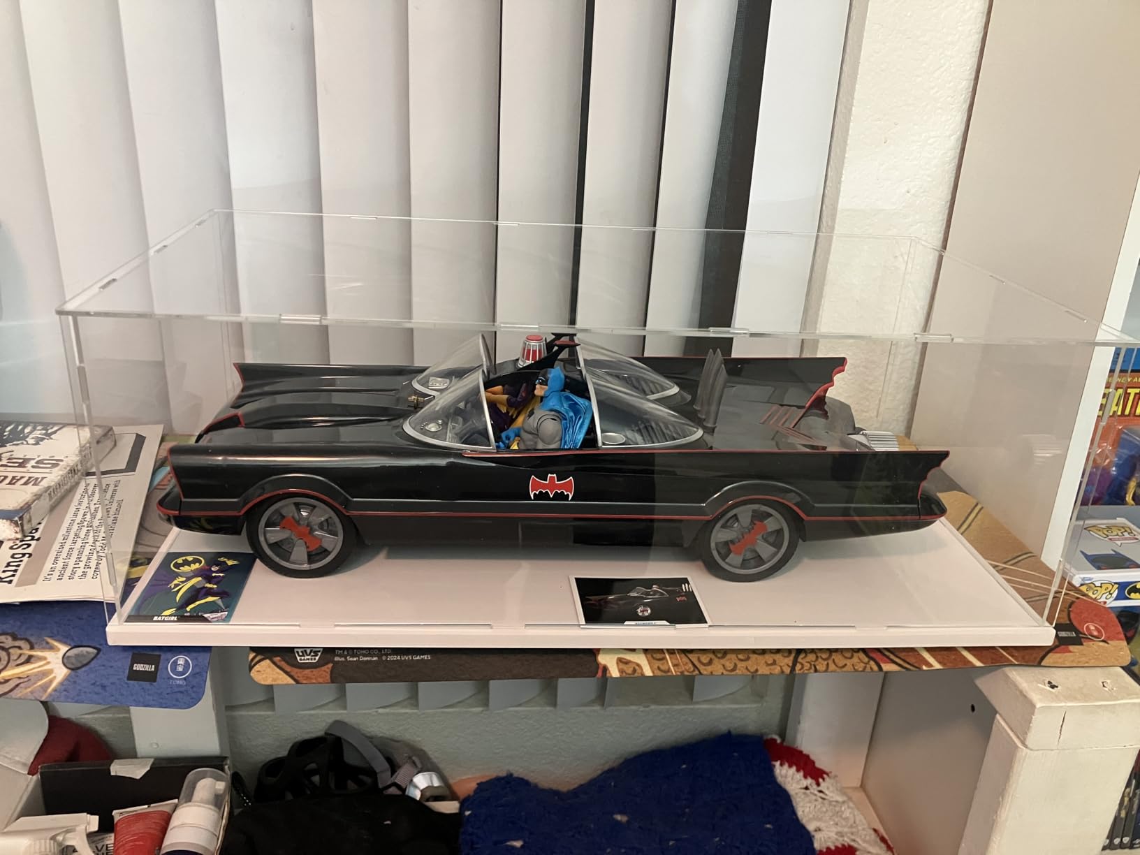 LANSCOERY Acrylic Display Case for Aircraft Models, 12x7.9x7.9 in | 3 mm Glossy Black Base, 2 mm Clear Panels, Dustproof with Warm String Lights customer photo 2