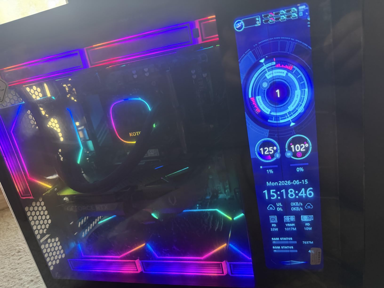 KOTIN Prebuilt Gaming PC RTX 5070 12GB, Ryzen 7 9700X, 32GB DDR5, 1TB SSD | 11.3in Smart Display, 850W 80+ Gold PSU, 360mm Liquid Cooler, WiFi 7, 1440p 4K ARGB Windows 11 Gaming Desktop Computer customer photo 2
