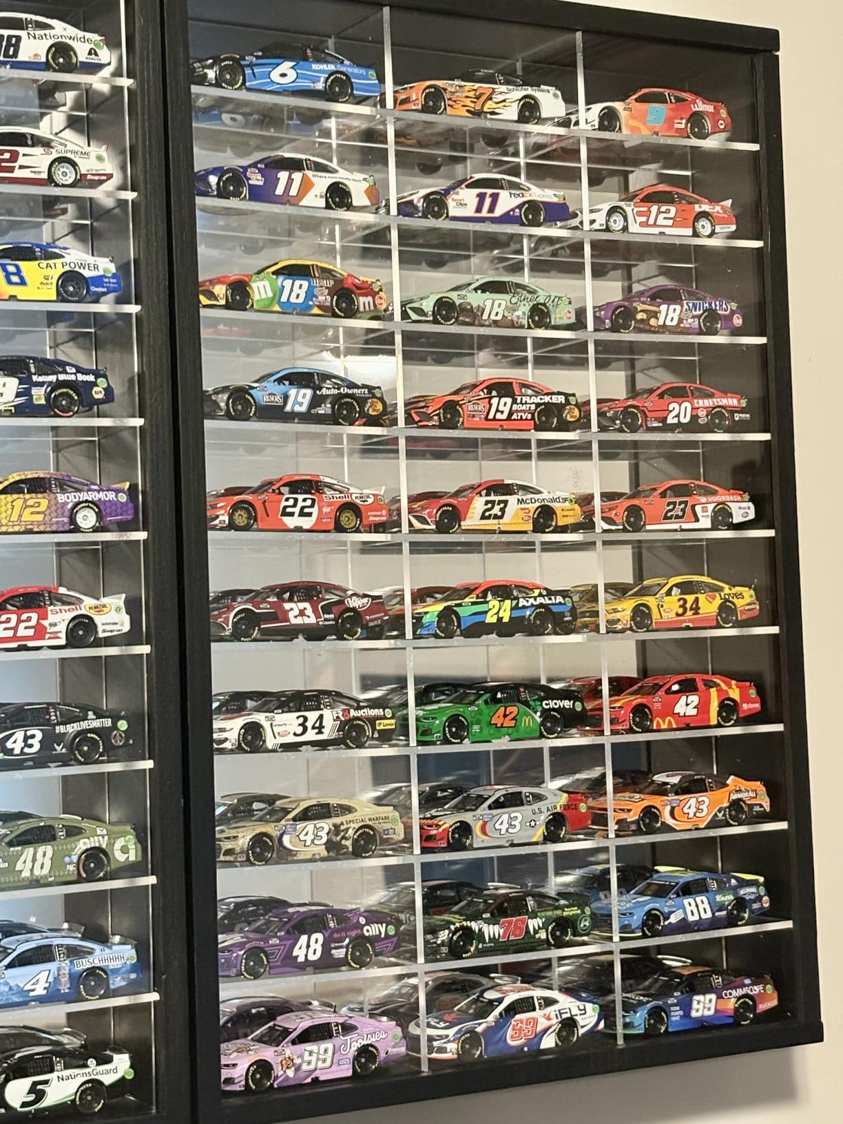 Foldable Model Car Display Case with Wall Mounts, Hold up to 60 Cars, 2 in 1 Display Way, 1/64 Scale Box, Model Hot Toy Cars Storage Organizer, 21.85*2.36*16.34'', UV Protection Acrylic Glass Door customer photo 1