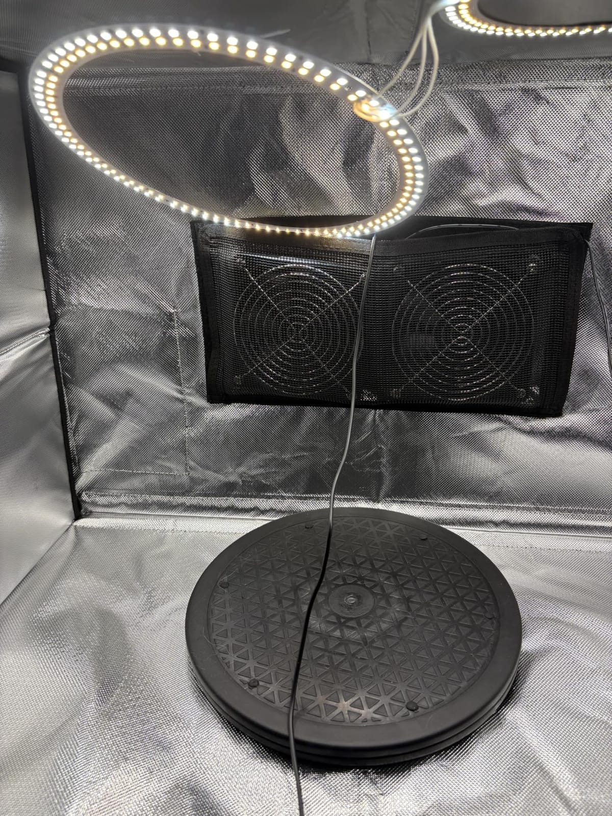 25.6-Inch Portable Airbrush Spray Booth, Dual Fans, LED & 360° Turntable | 3-Color LED & 10 Brightness Levels, Foldable Booth with 6 Filter Pads customer photo 2