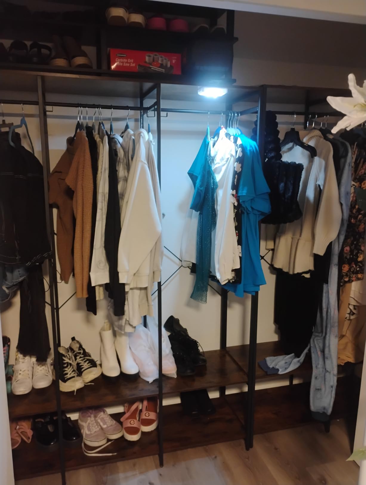 SONGMICS closet system, customizable walk-in closet organizer system with adjustable hanging rods and drawers, white, fits spaces 6.5-10.2 ft URGR043WZ01S customer photo 2