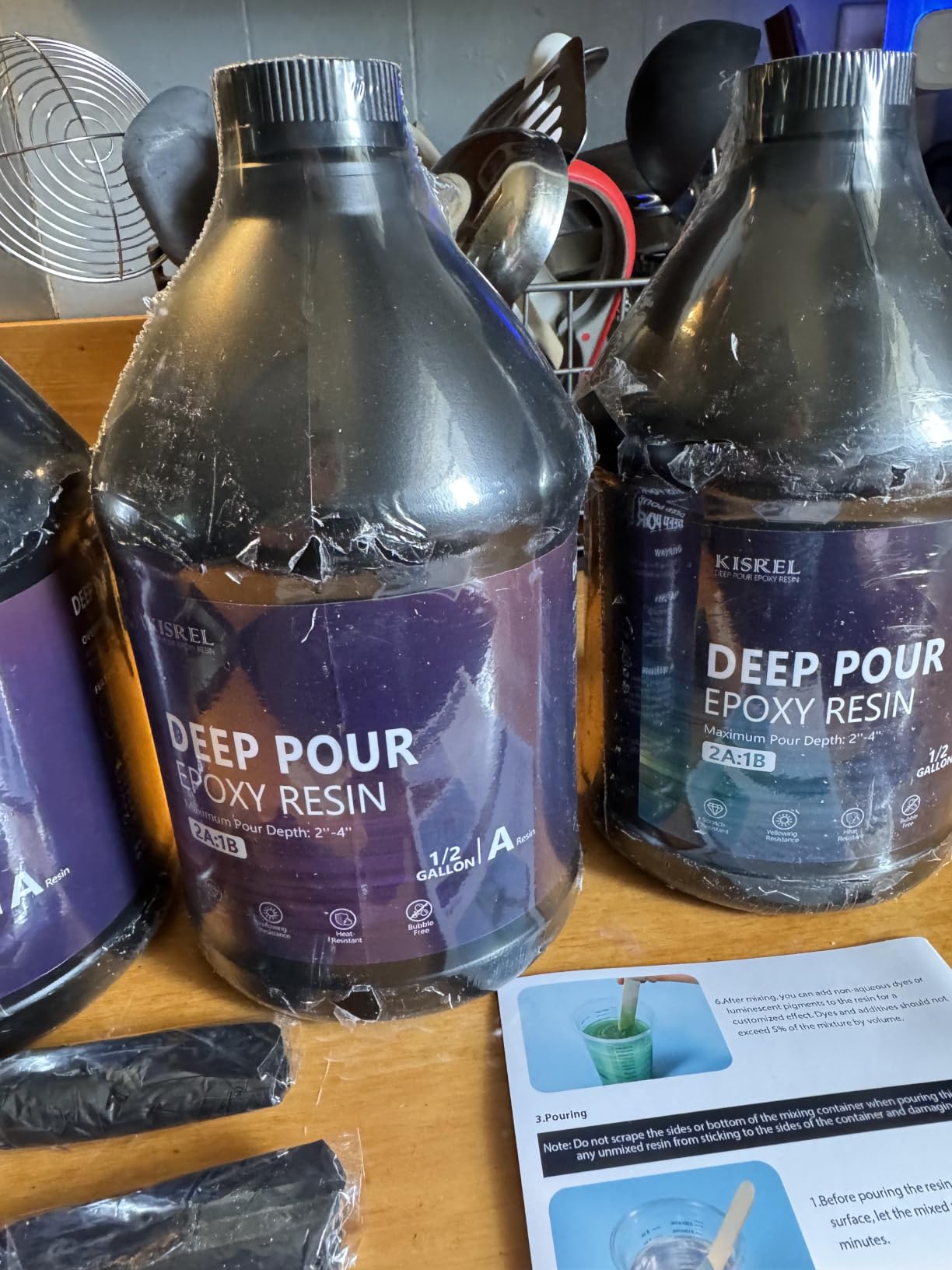 KISREL Deep Pour Epoxy Resin, 1.5 Gallon Epoxy Kit (2:1), 2-4 inch Pour Depths, Bubble Free, Low Odor, Crystal Clear Casting Resin Suitable for Tabletops, River Tables, Wood fillers, and Crafts customer photo 1