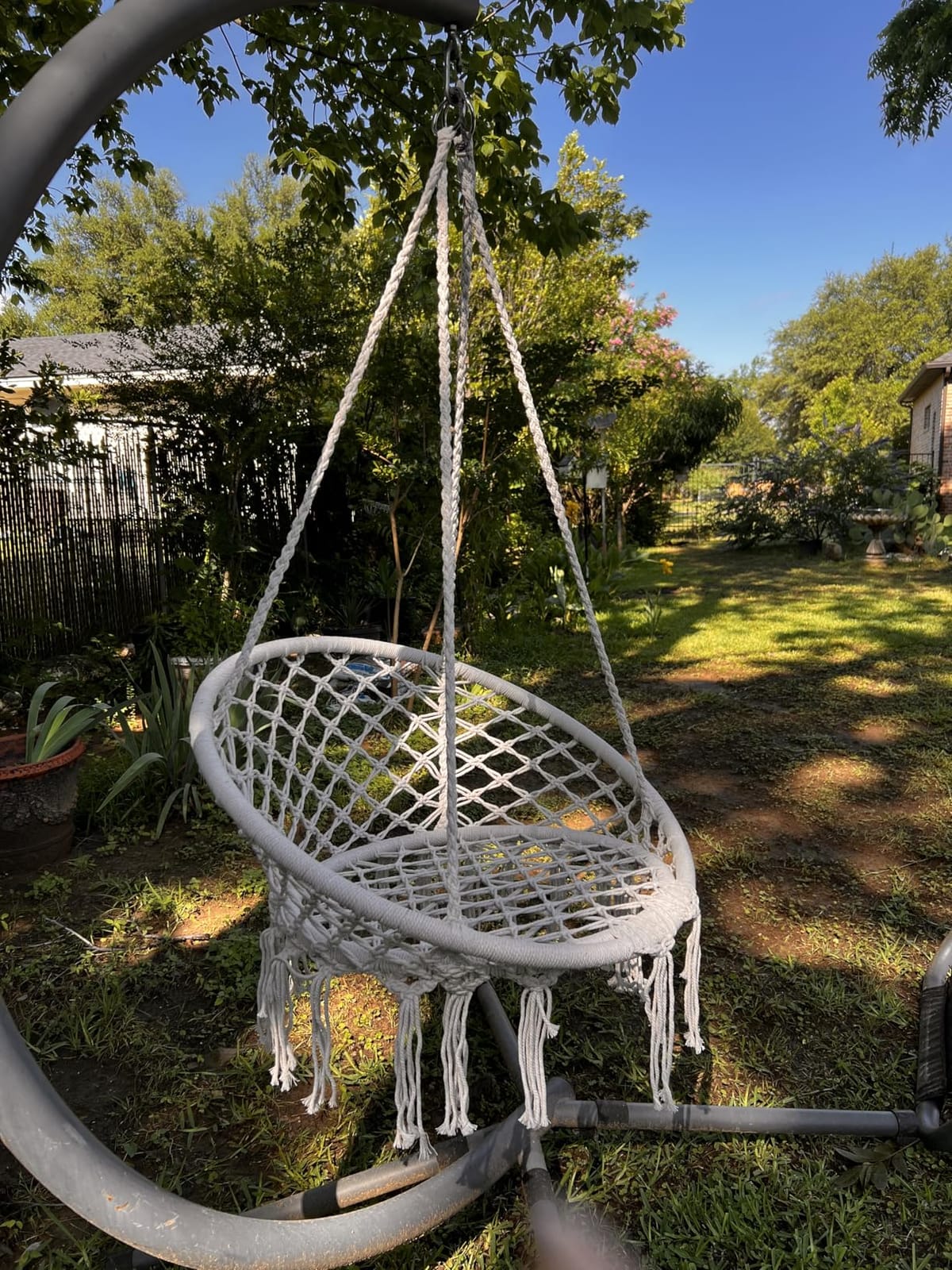 3-4 Seat Porch Swing Bed, 2-in-1 Pergola Swing Bench, Garden Swing - Adjustable UV Canopy & Curtains, Olefin Cushions, 330 lb/Seat, Rust-Resistant Frame, PE Rattan Arms customer photo 2