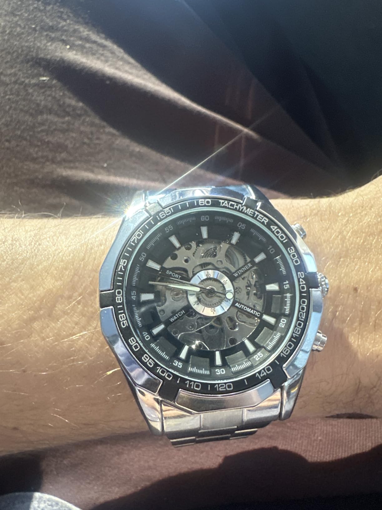 Gute Mens Watches, Mechanical Skeleton Stainless Steel Waterproof Automatic Self-Winding Watch for Men, Luxury X Dial Steampunk Wrist Watch customer photo 1