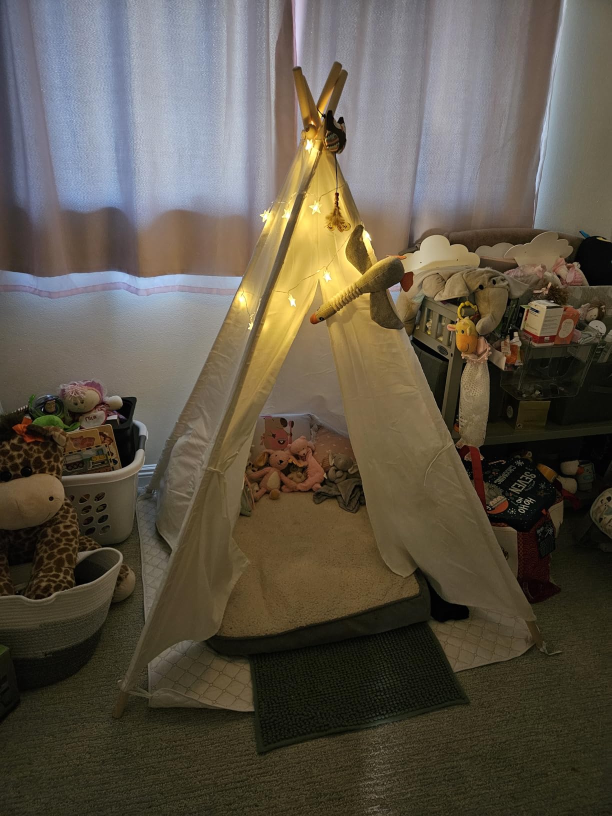 Little Dove Teepee Tent for Kids with Star Lights, Mat & Campfire Toy customer photo 1