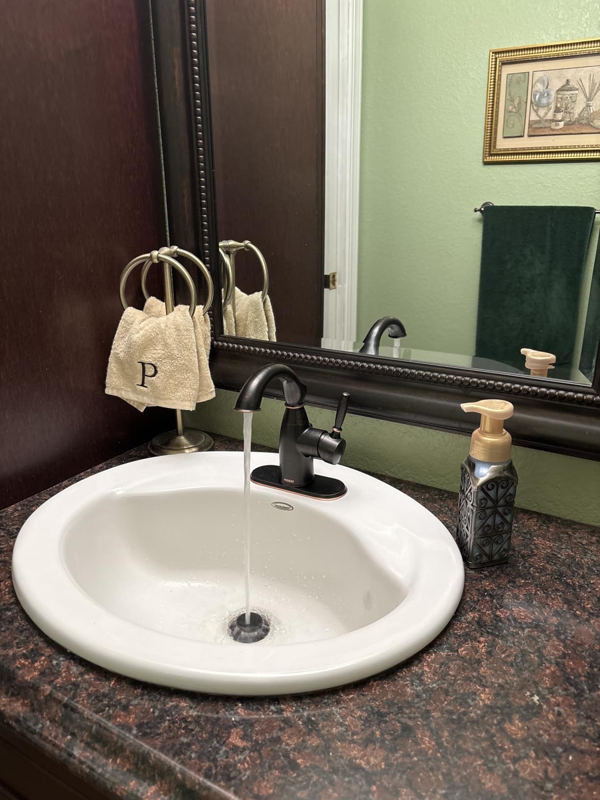 Moen Sarona Mediterranean Bronze One-Handle Single Hole Rustic Farmhouse Bathroom Sink Faucet with Optional Deckplate, 84144BRB customer photo 2