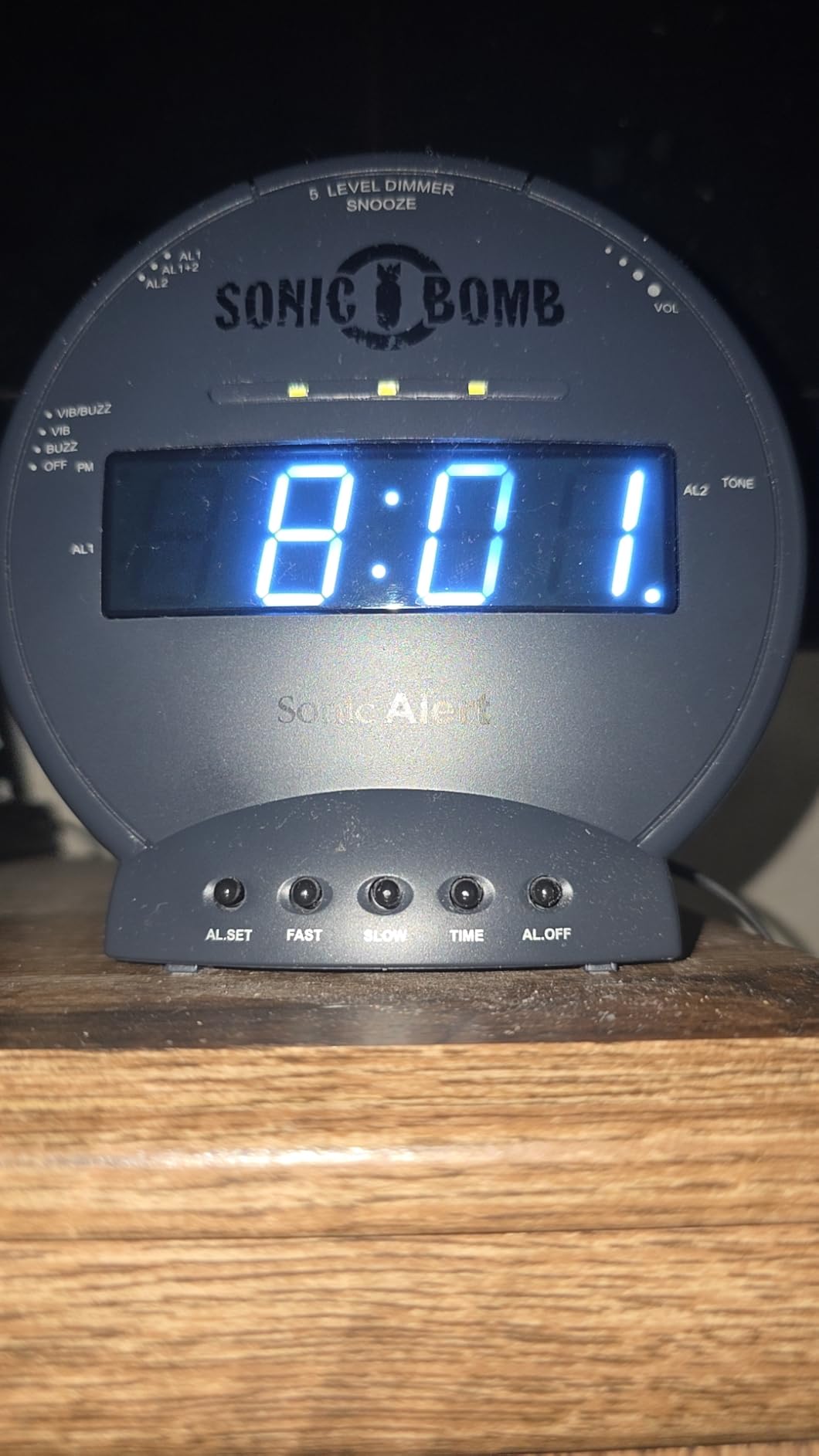 Sonic Alert Sonic Bomb Dual Alarm Clock with Bed Shaker, Black Vibrating Alarm Clock Heavy Sleepers, Battery Backup | Wake with a Shake customer photo 1