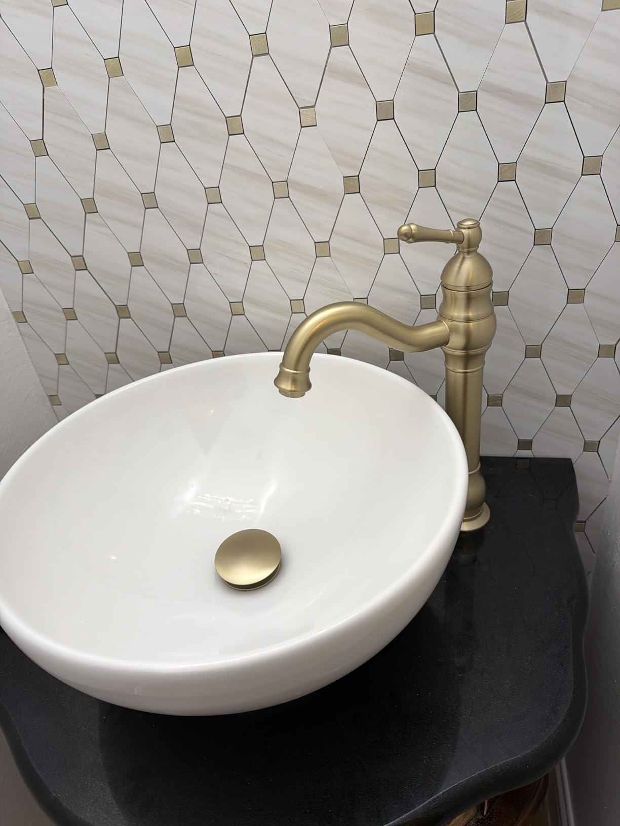 Antique Brass Bathroom Vessel Sink Faucet Single Handle customer photo 1