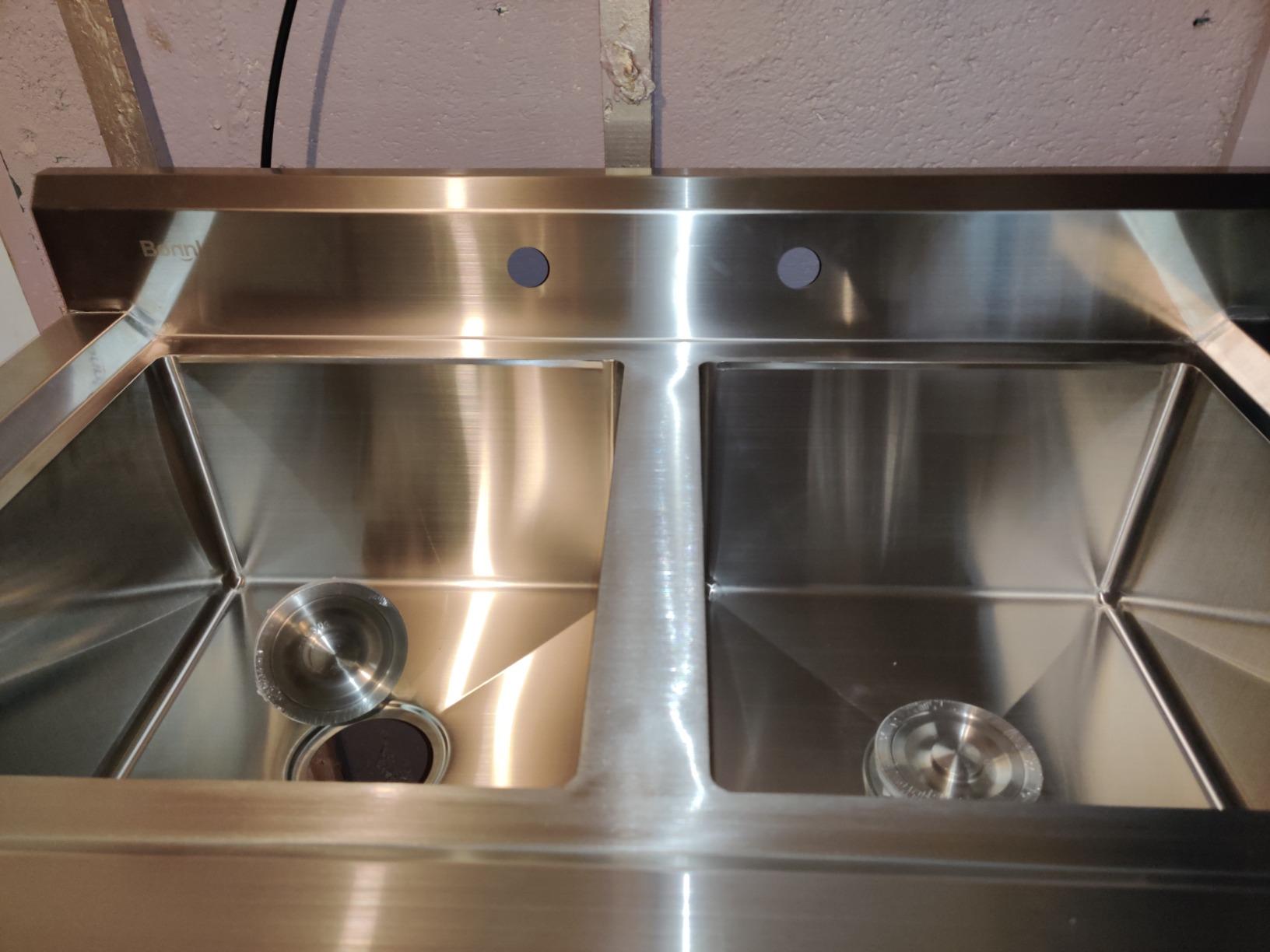 Bonnlo Commercial 304 Stainless Steel Sink 2 Compartment Free Standing Utility Sink for Garage, Restaurant, Kitchen, Laundry Room, Outdoor, 35.8