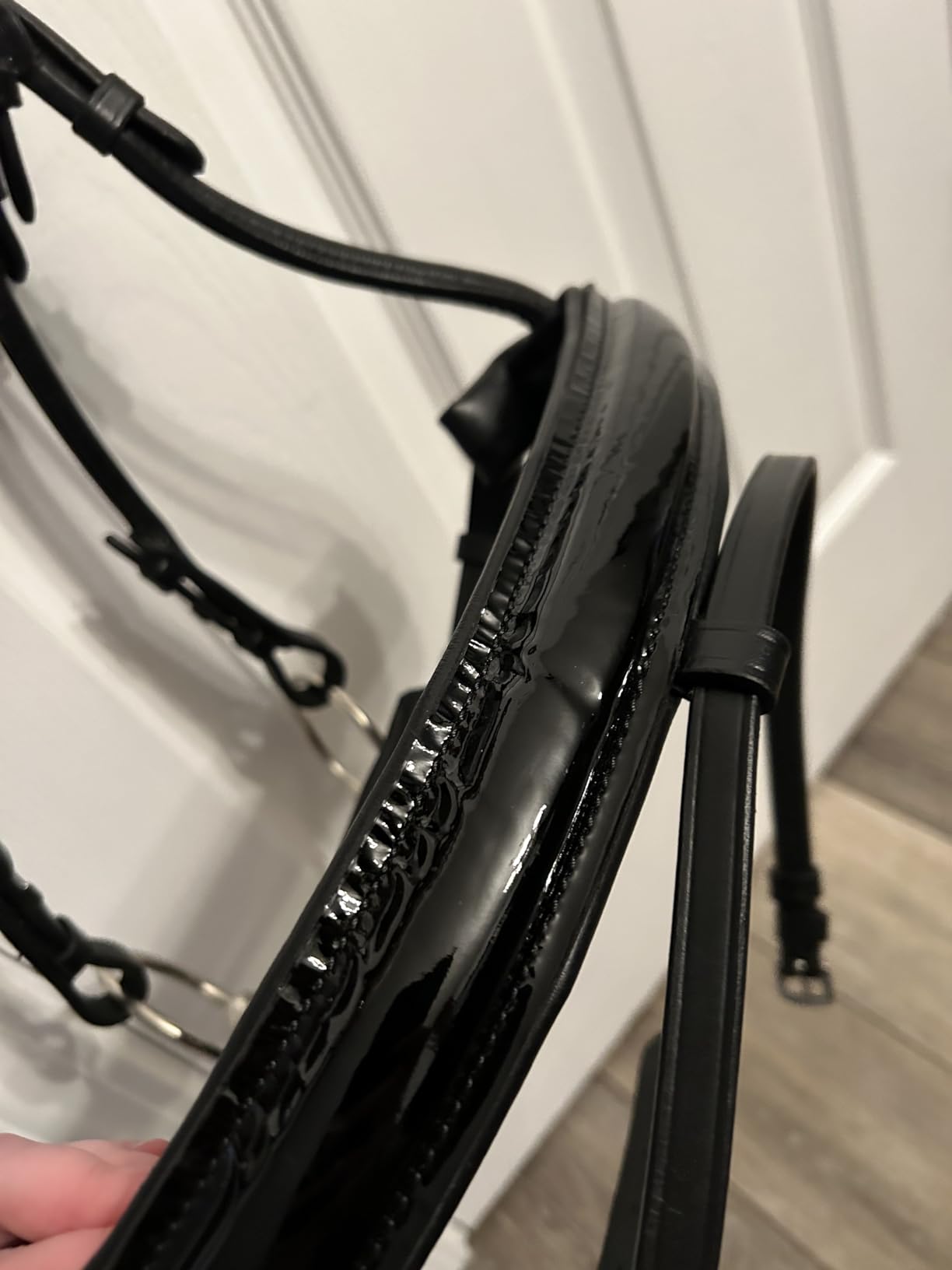 HORZE Clermont Ergonomic Padded Genuine Leather Snaffle Bridle for Horses | Flash Noseband Included - Dark Brown - Horse customer photo 1