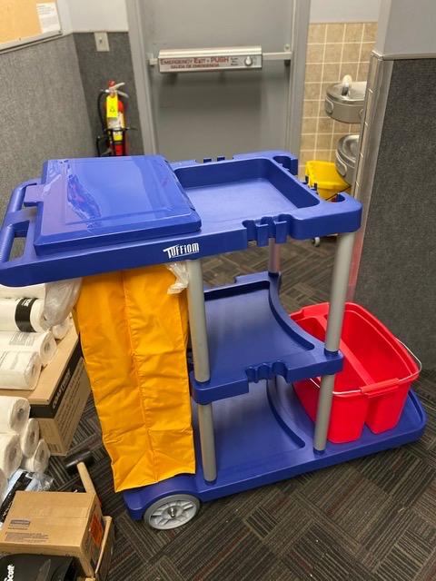 TUFFIOM Extra Large Commercial Traditional Cleaning Janitorial 3-Shelf Cart, 500 Lbs Capacity Housekeeping Cart, 42.5