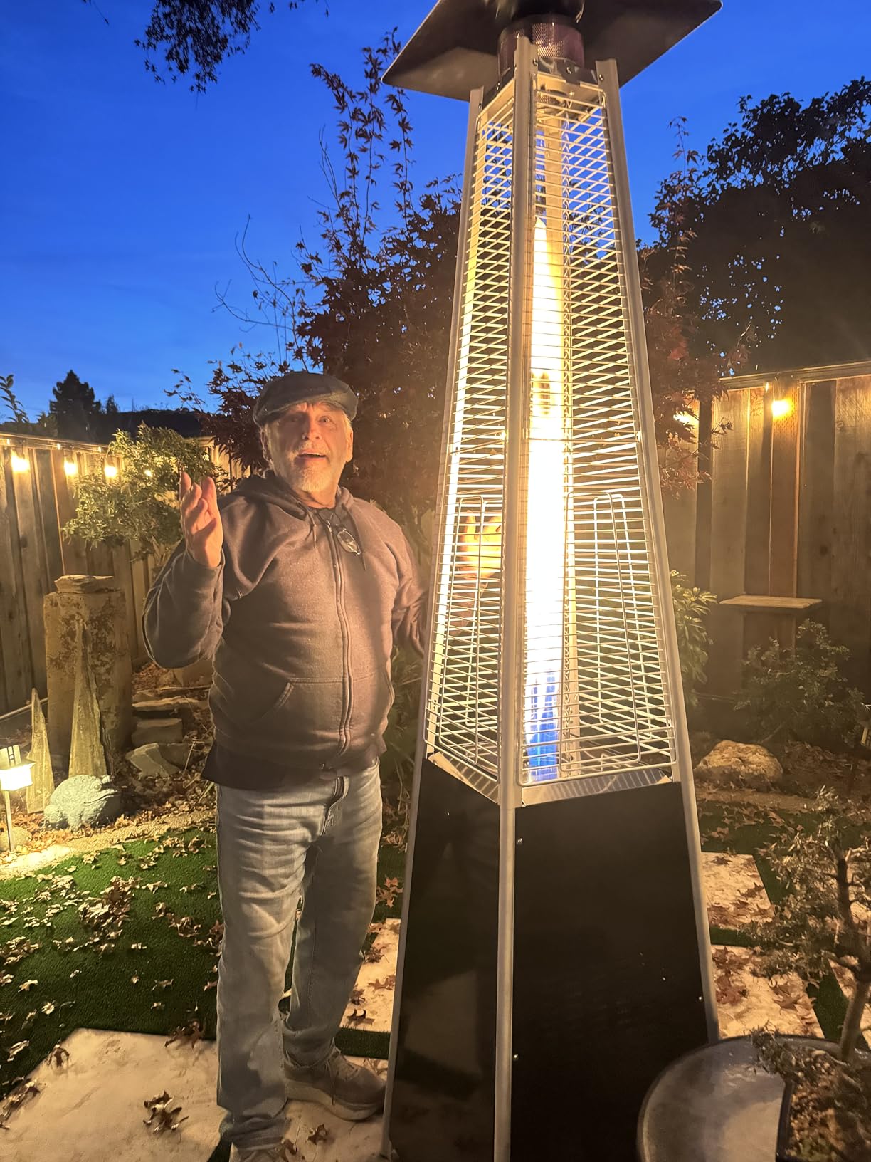 Pamapic Patio Heater, 48,000 BTU Pyramid Flame Outdoor Heater with Cover, Quartz Glass Tube, 87