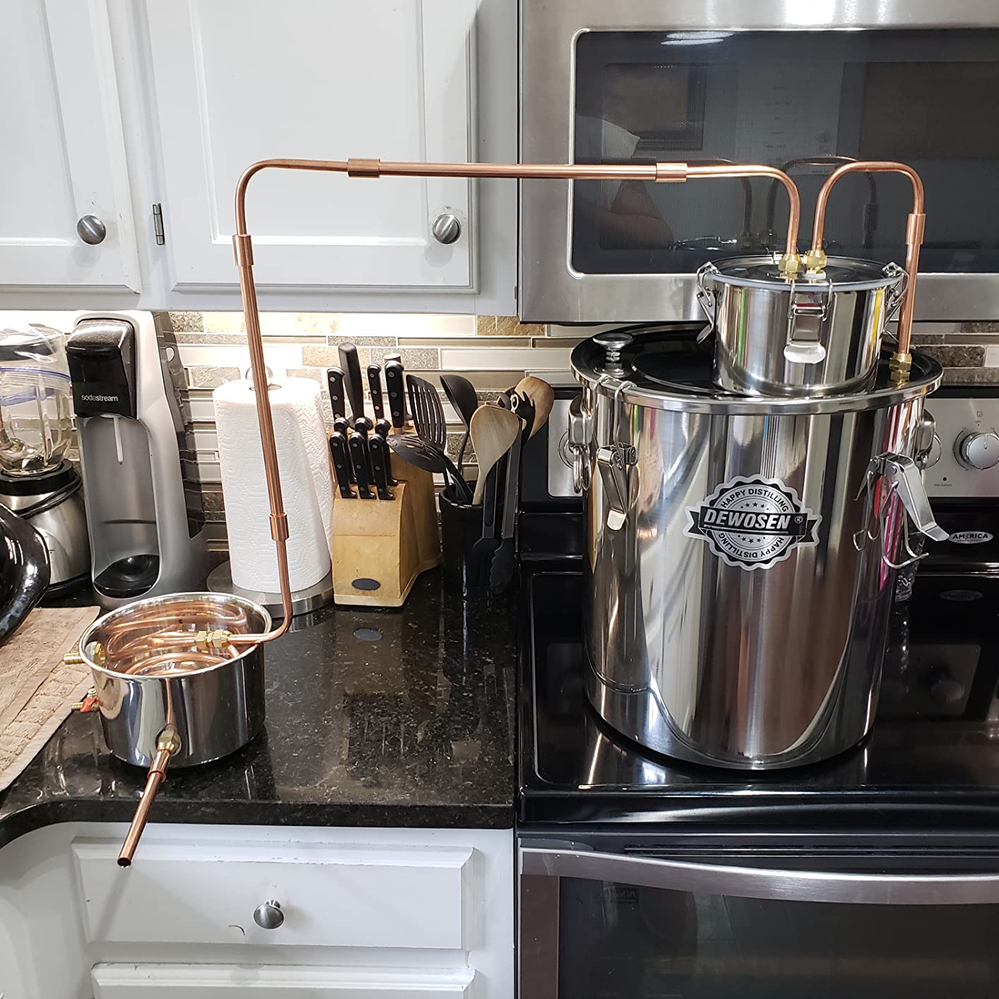 AOKEL 5GAL/20L Shine Still Purifying Water Alcohol Distiller,Home Brewing Kit Stainless Copper Tube With Thumper Keg Submarine PUMP 3-Piece Airlock for DIY Brandy Whisky Rum Wine customer photo 1