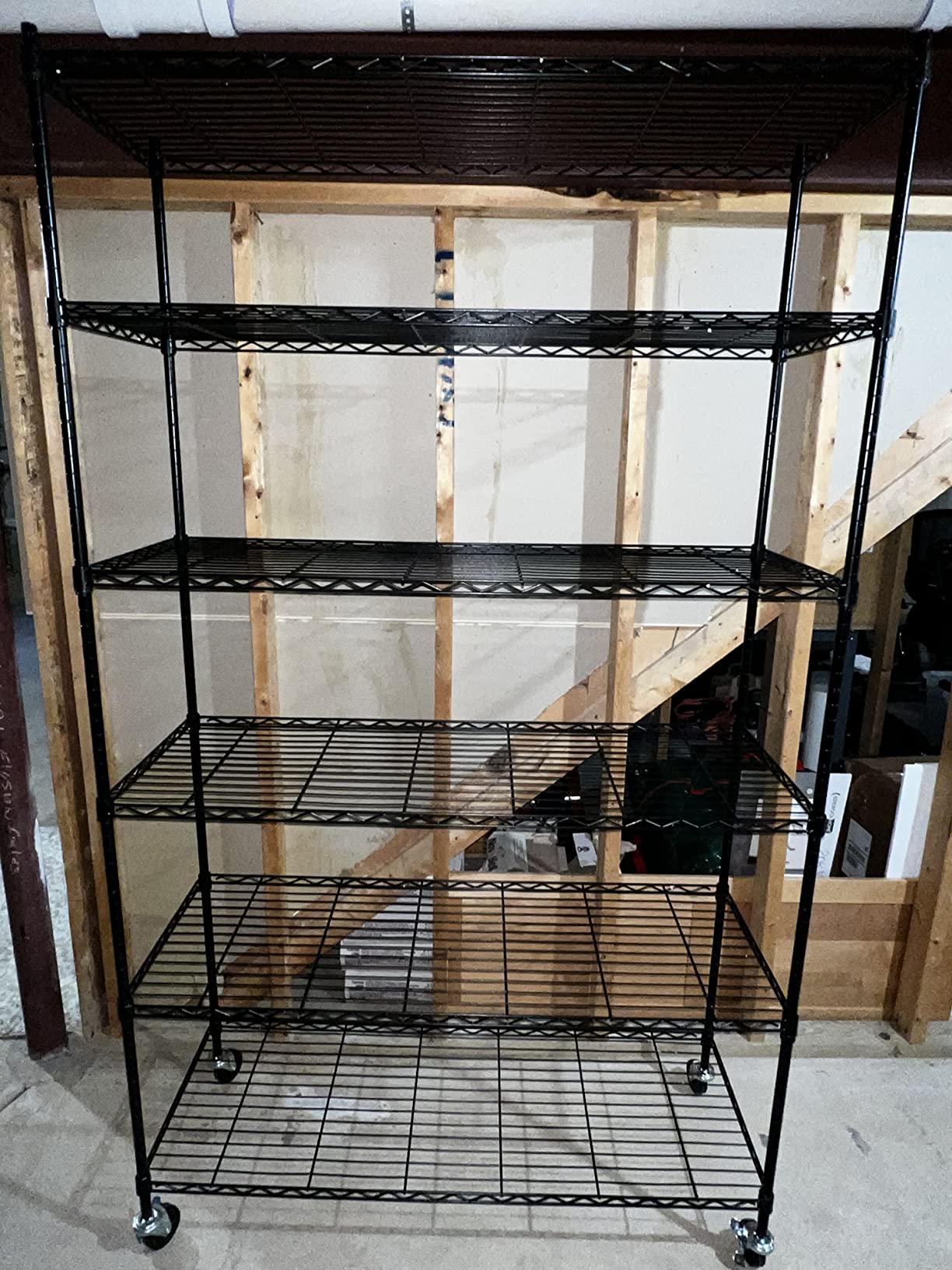WDT 5 Tier Shelf Shelving Unit with Wheels,Adjustable Metal Shelves for Storage, NSF Wire Shelving Rack,350lbs Loading Capacity Per Shelf Storage Shelves for Kitchen Garage, 36