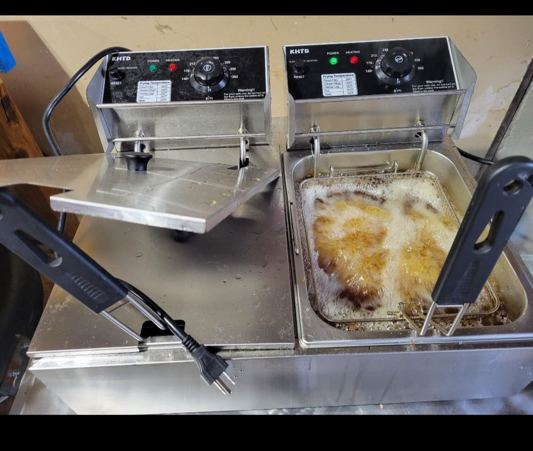 Commercial Deep Fryer with Basket, 3400W 12.7QT/12L, Detachable Large Capacity Stainless Steel Countertop Electric Oil Fryer with Temperature Control for Restaurant or Home Use customer photo 1