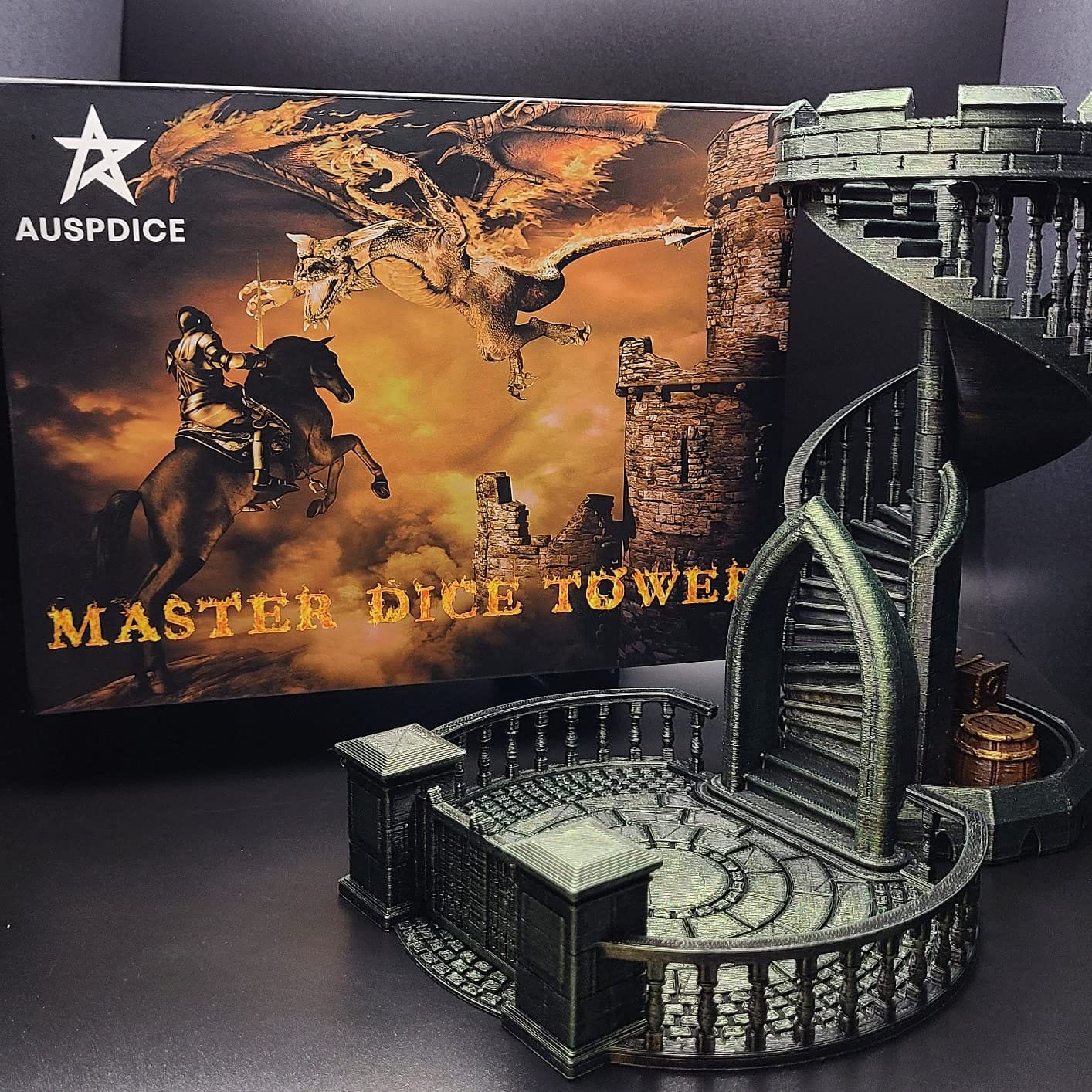 AUSPDICE Dice Rolling Tower and Tray, Retro Castle Dice Roller for DND RPGs customer photo 1