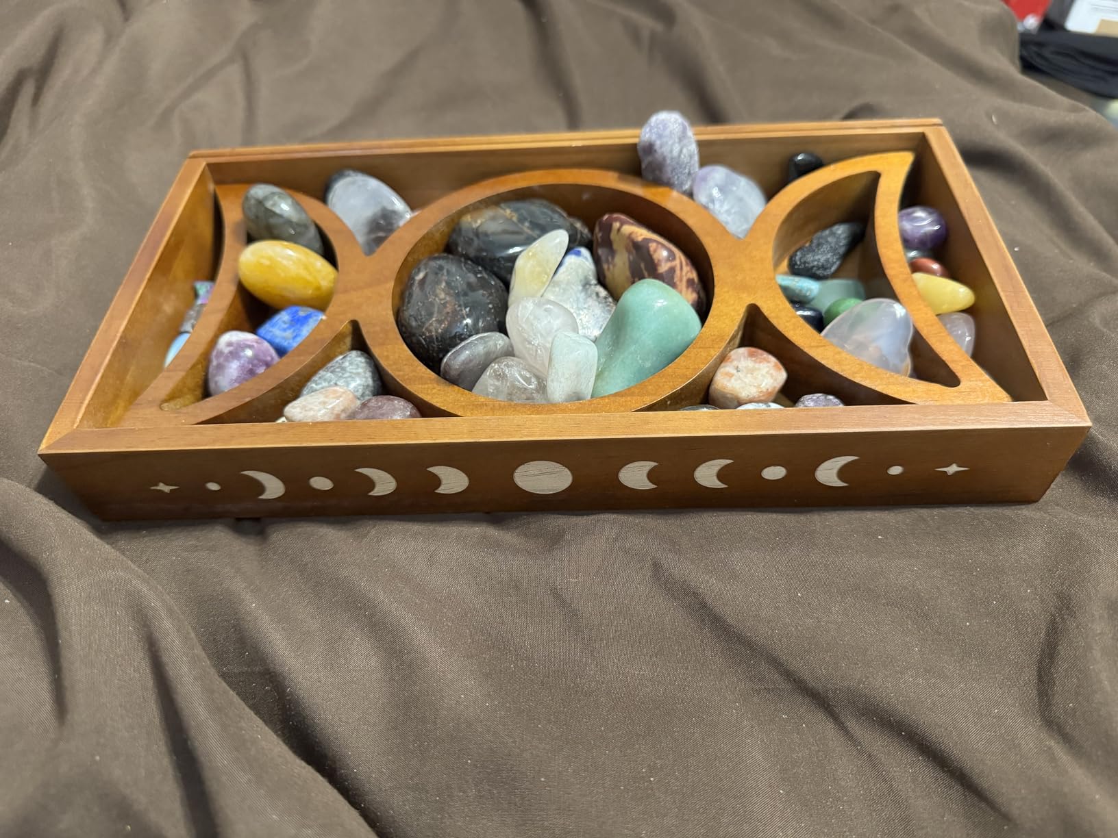Crystal Tray for Stones, Triple Moon Crystal Organizer Tarot Card Holder customer photo 1