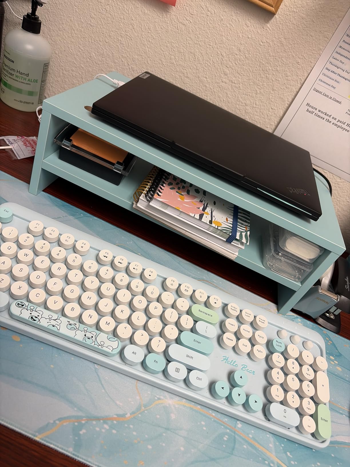Marbrasse Wood Monitor Stand Riser, Computer Printer Shelf Stand,Vintage customer photo 2