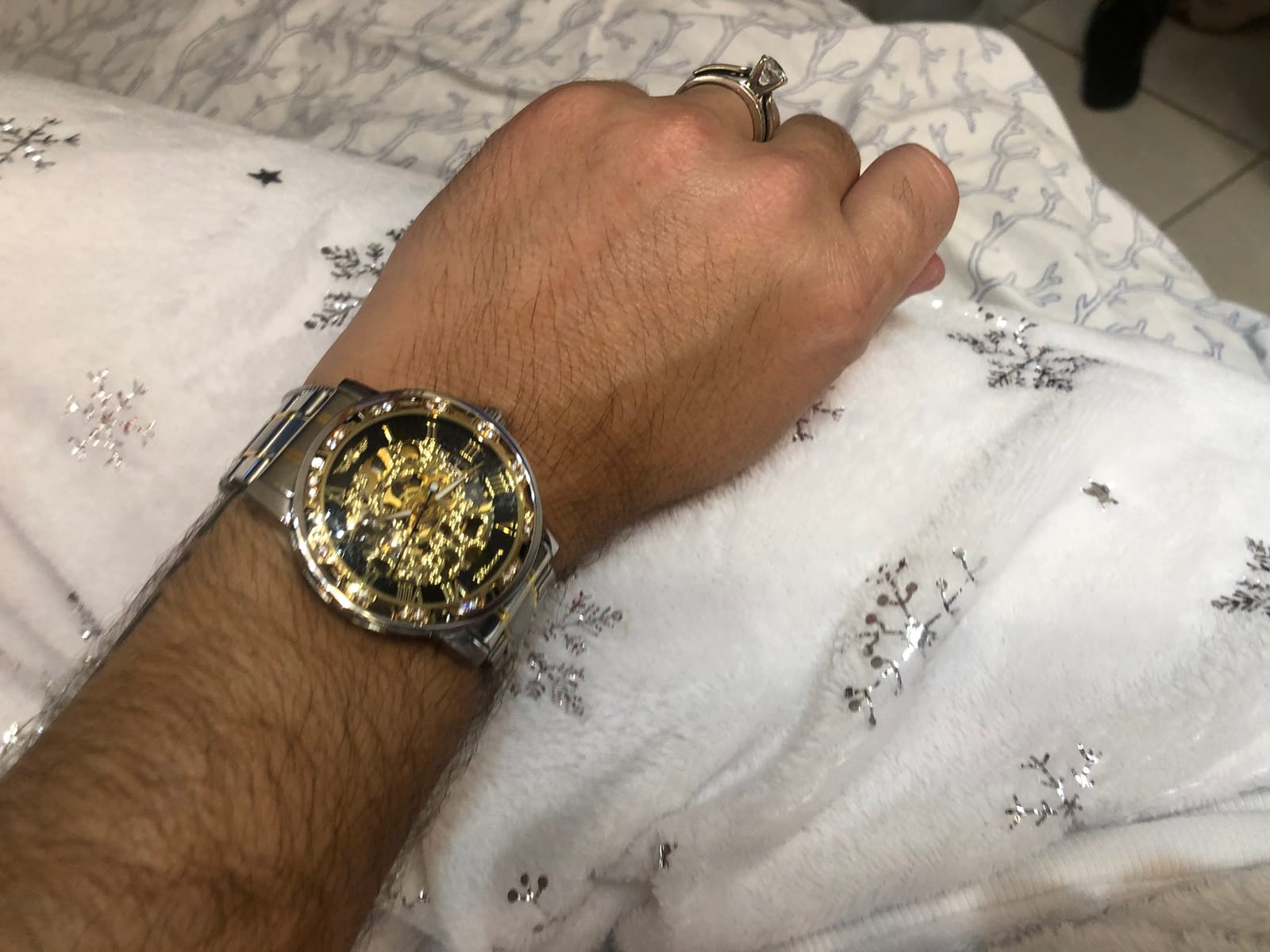 Winner Retro Manual Mechanical Skeleton Watch with Diamond and Carving Flower Craft Men Skeleton Wrist Watch Mechanical Classic Roman Number customer photo 1