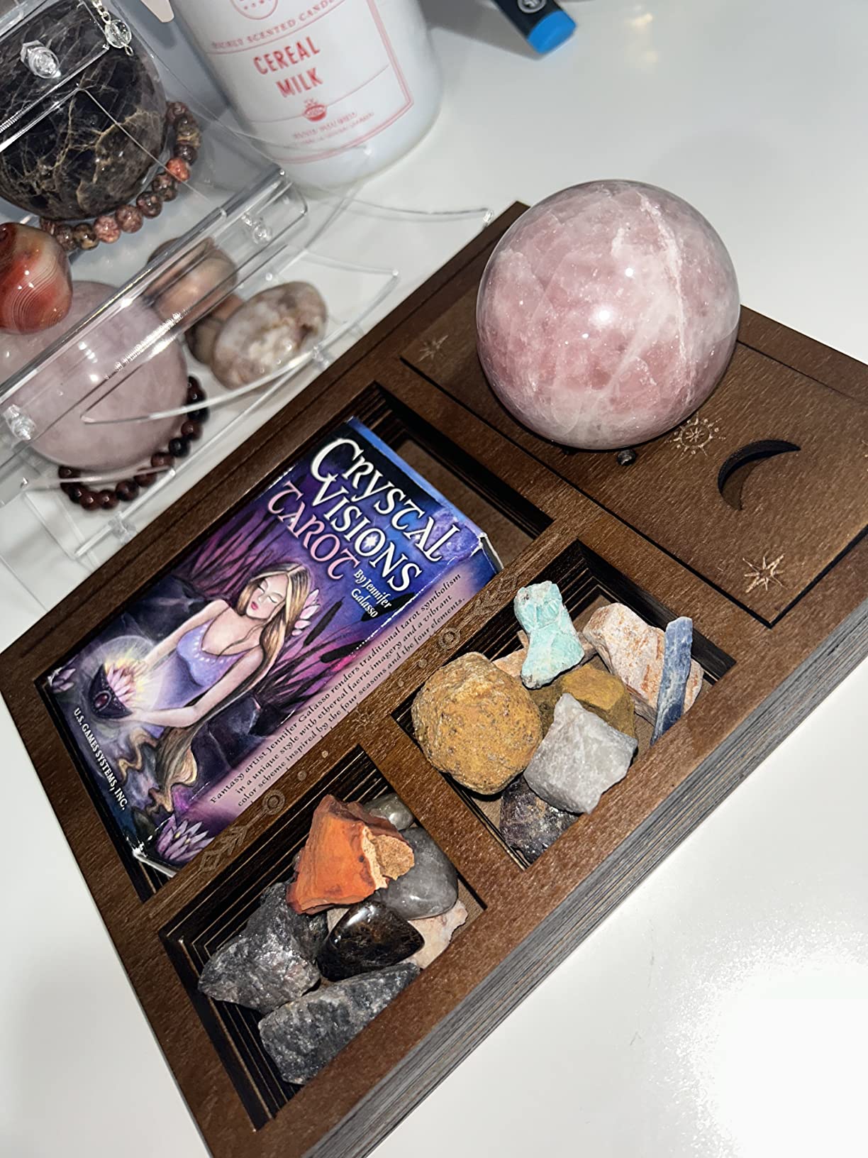 Tarot Card Holder & Display, Cute Witchy Desk Decor, Altar Decor Box for Bedroom Aesthetic Accessories customer photo 1