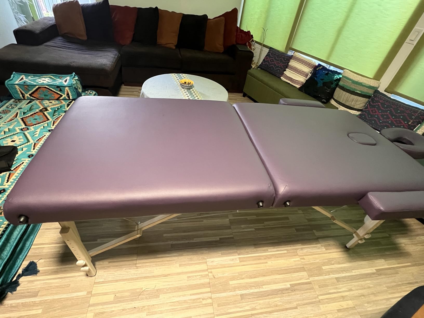 CAPHAUS Premium Memory Foam Massage Table, 84 Inch Foldable & Portable, Height Adjustable Spa Bed, Facial Cradle Salon Bed, Wooden Legs & Carry Case, 32 Inch Wide, Purple customer photo 1