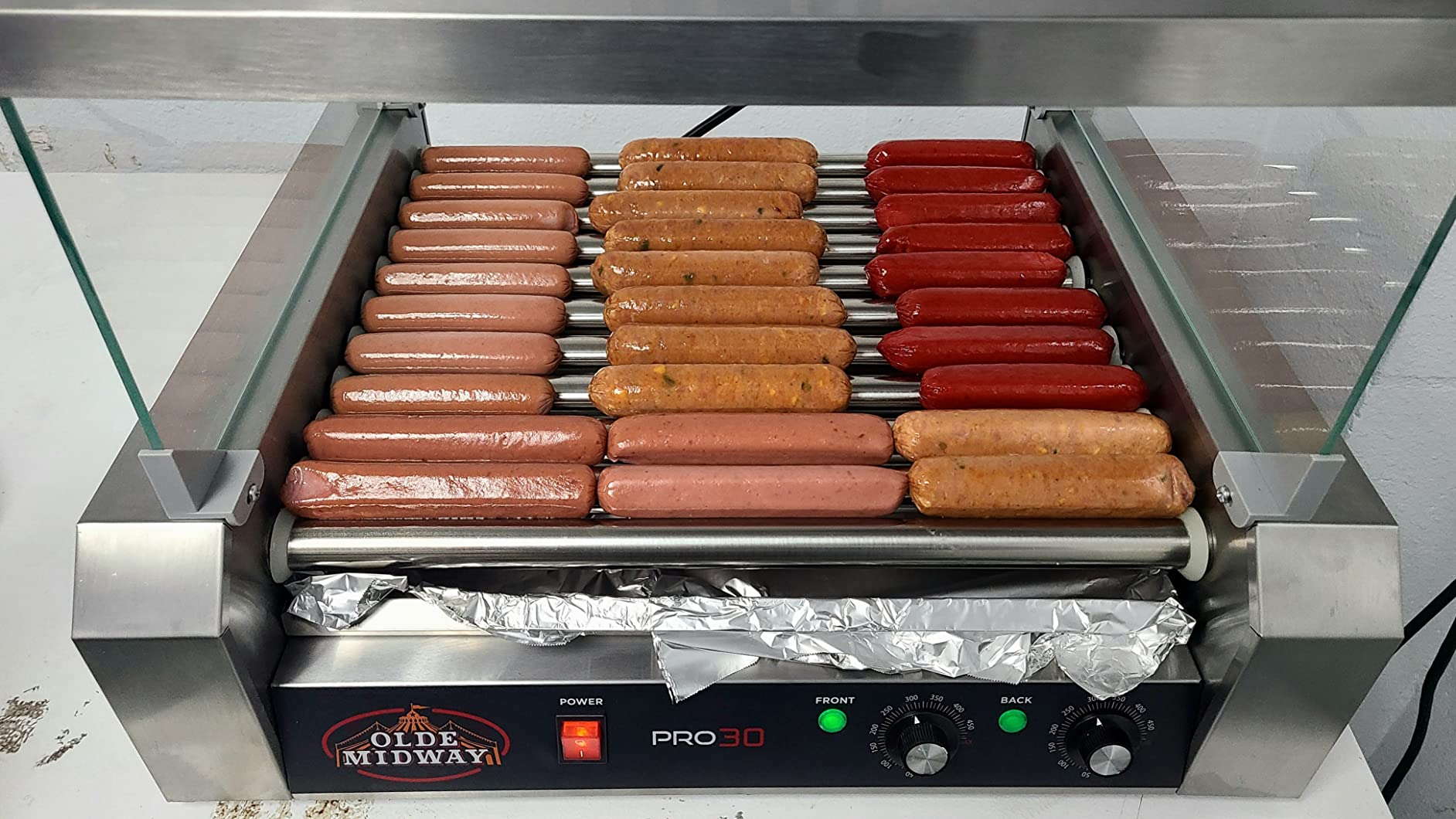 Olde Midway Electric 24 Hot Dog 9 Roller Grill Cooker Machine with Cover 1200-Watt - Commercial Grade customer photo 2