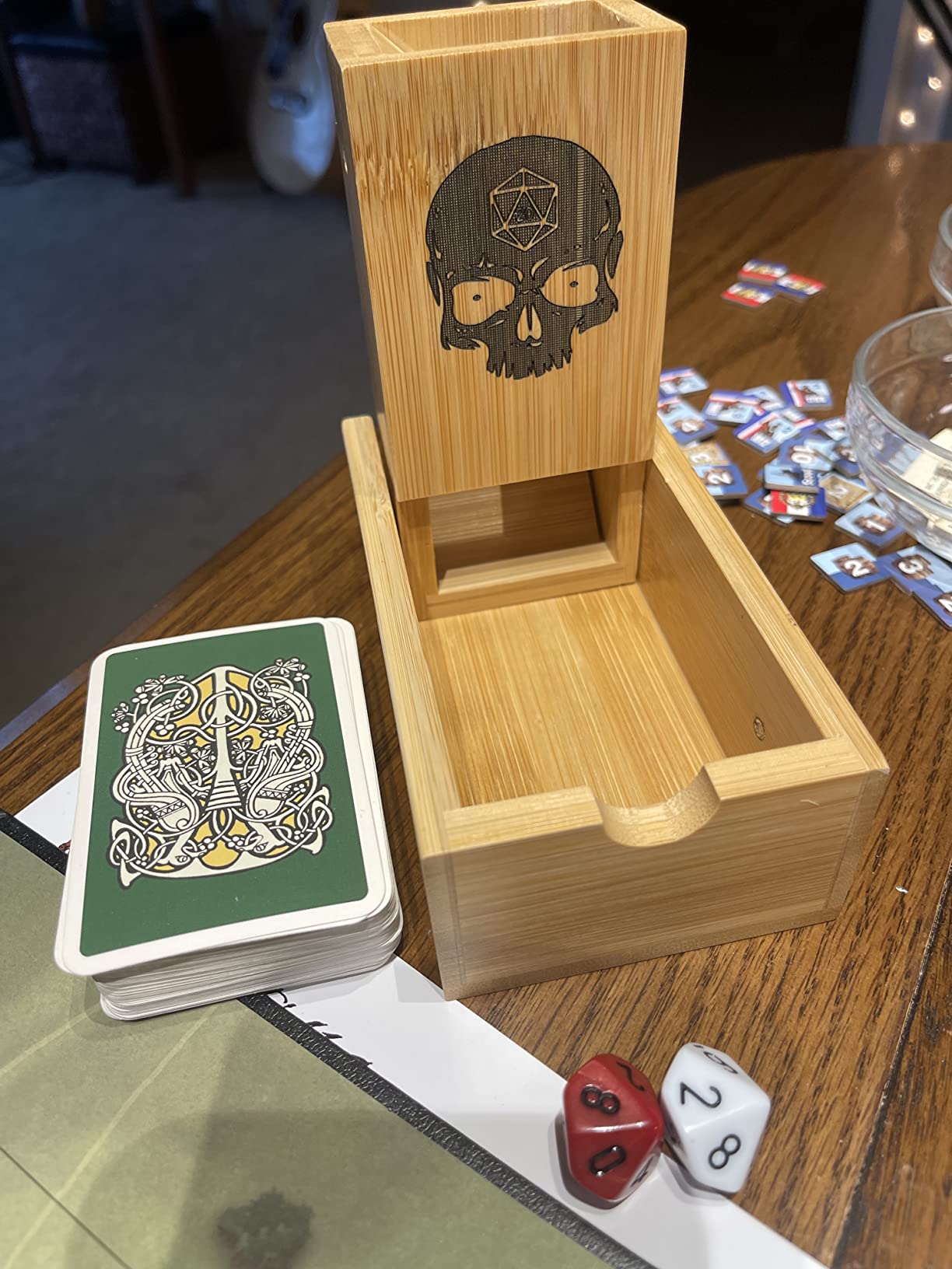 Cusdie Bamboo Dice Tower Foldable Wooden Die Roller Castle Rolling Case customer photo 1