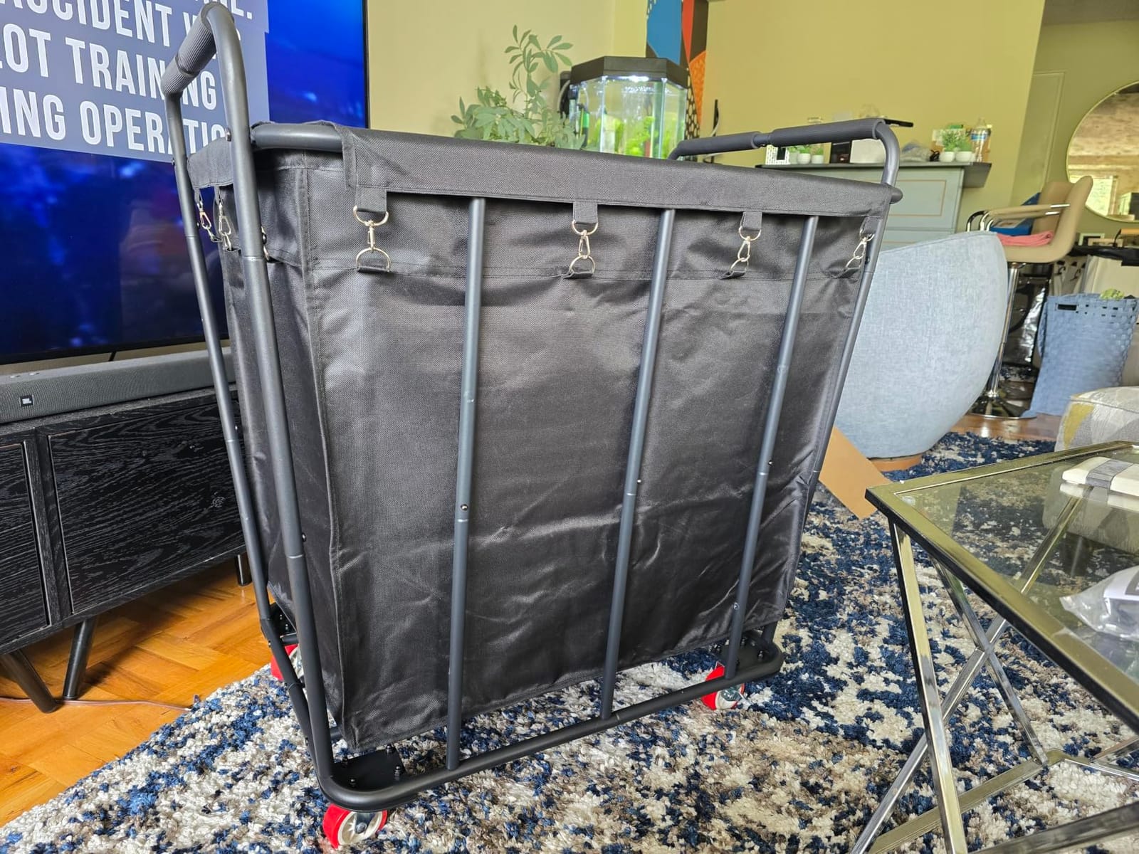 Hoctieon Large Laundry Cart with Wheels, 400L Heavy Duty Laundry Basket Organizer, Rolling Hamper Sorter for Clothes Storage, Industrial Dirty Clothes Hamper for Home & Hotel, Black customer photo 1