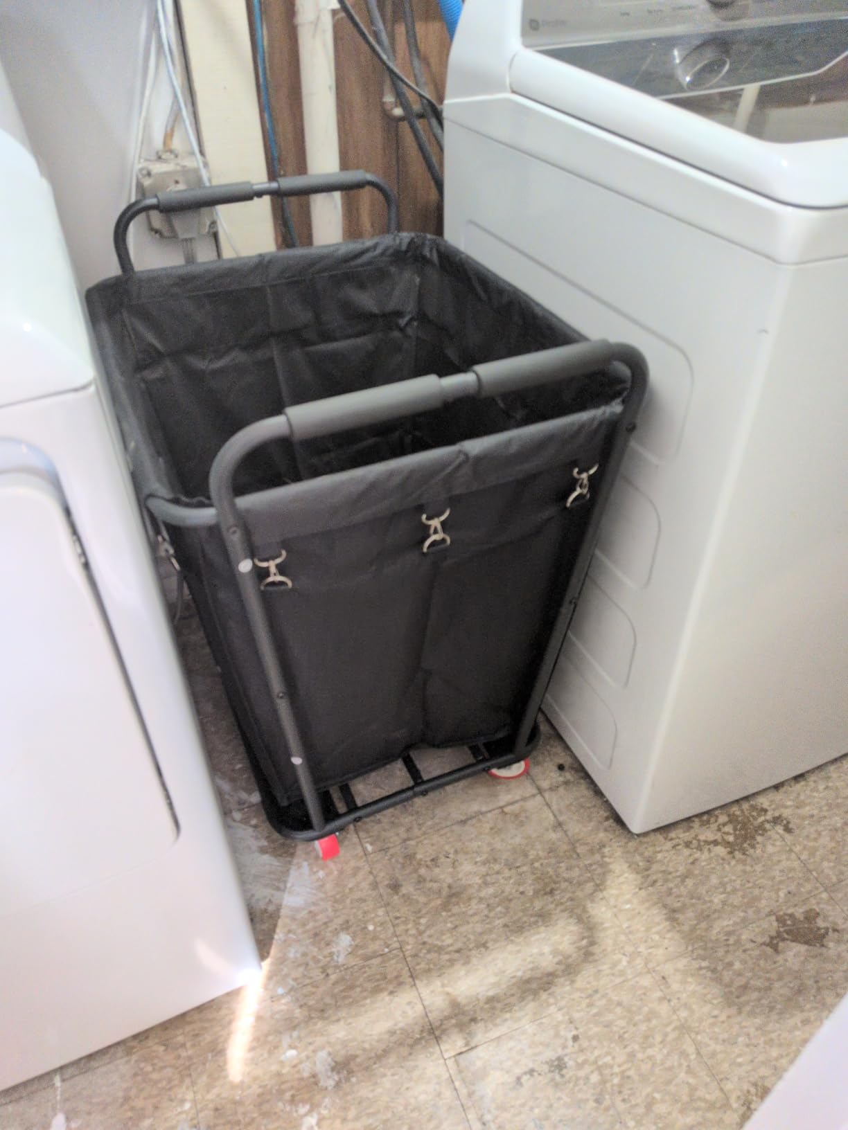 Hoctieon Large Laundry Cart with Wheels, 400L Heavy Duty Laundry Basket Organizer, Rolling Hamper Sorter for Clothes Storage, Industrial Dirty Clothes Hamper for Home & Hotel, Black customer photo 2