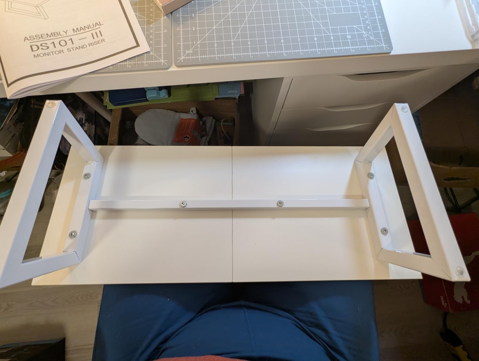 TEAMIX 24 inch Monitor Riser for Desk, Wood & Steel Computer/TV Stand Brown customer photo 2