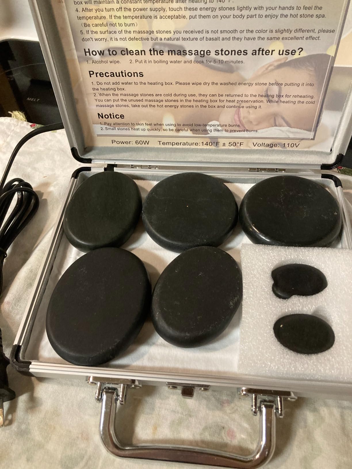 Hot Stones Massage Warmer Kit, 9Pcs Hot Stones Massage Set Portable Hot Stone with Heater, Hot Rocks Basalt Massage Stones for Home Spa Warming Therapy Relaxing Gift customer photo 1
