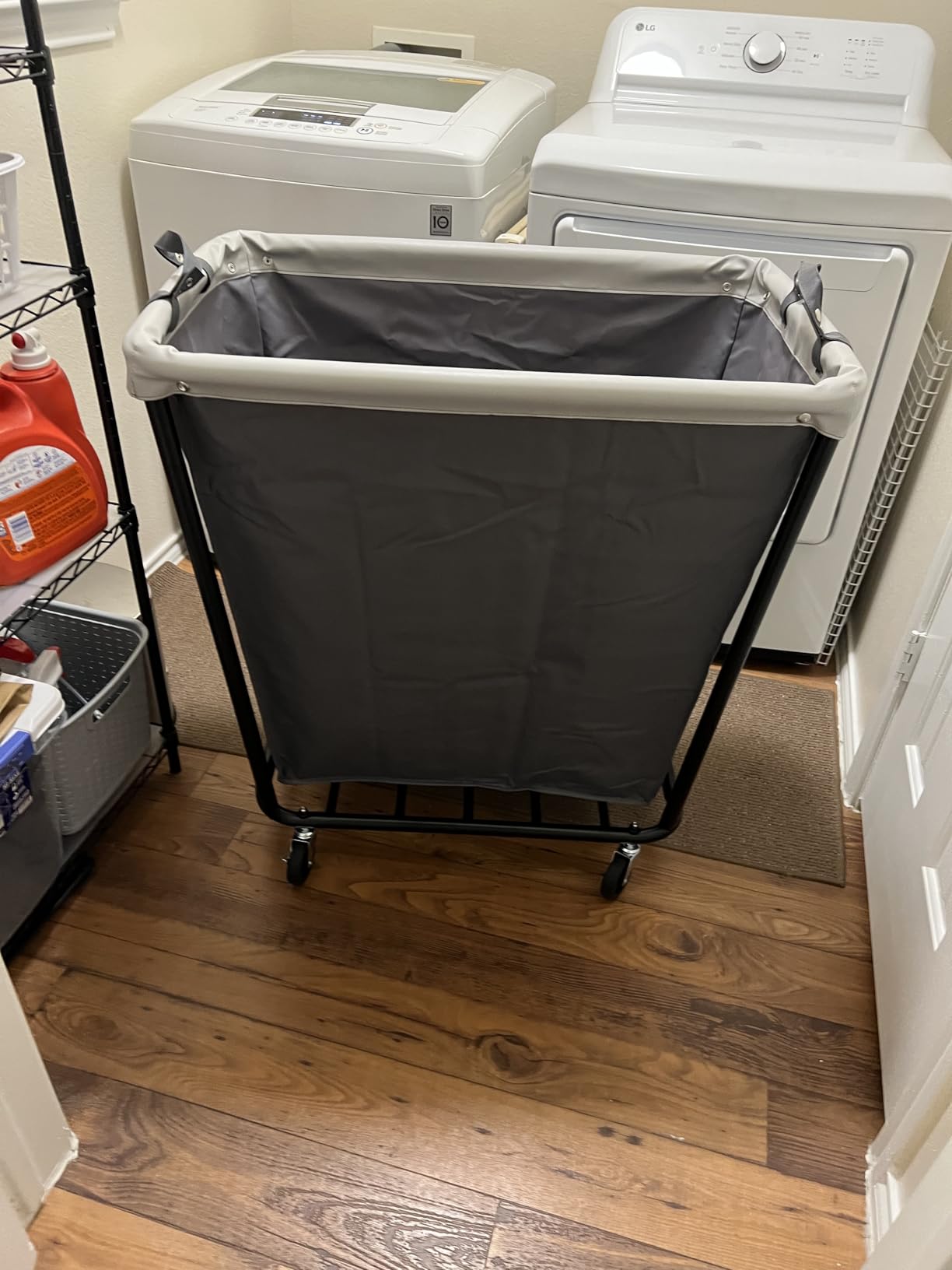 Dryser Large Commercial Heavy-Duty Rolling Laundry Hamper, Steel Frame Cart on Wheels with Removable Canvas Bin for Hotel or Home - Gray customer photo 1