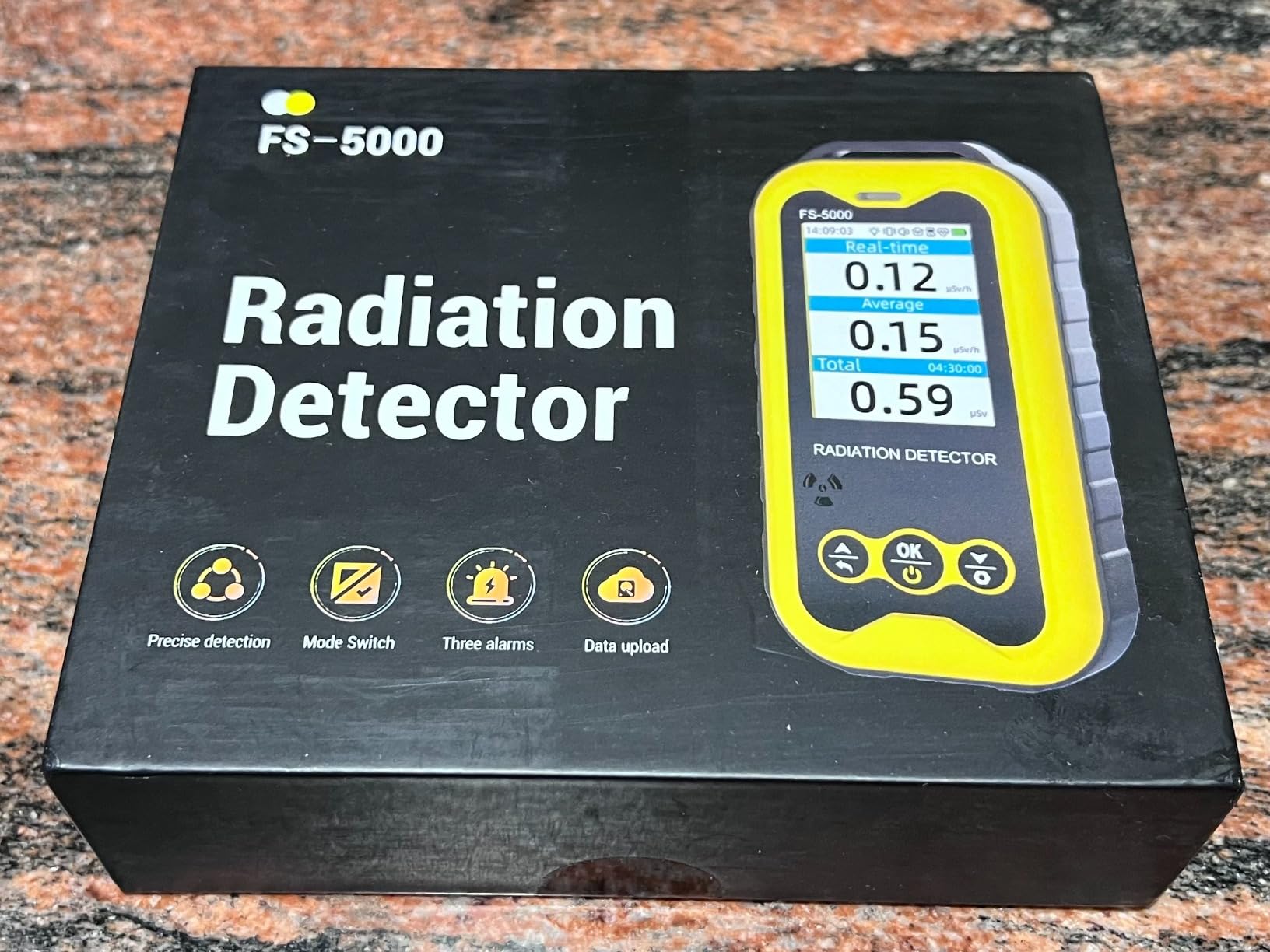 MOESAPU Geiger Counter Nuclear Radiation Detector, Rechargeable Handheld Radioactive Dosimeter with 2.4“ TFT Display GM Tube Detects X Ray Beta Gamma Portable Radiation Testing Device, FS5000 (Yellow) customer photo 1