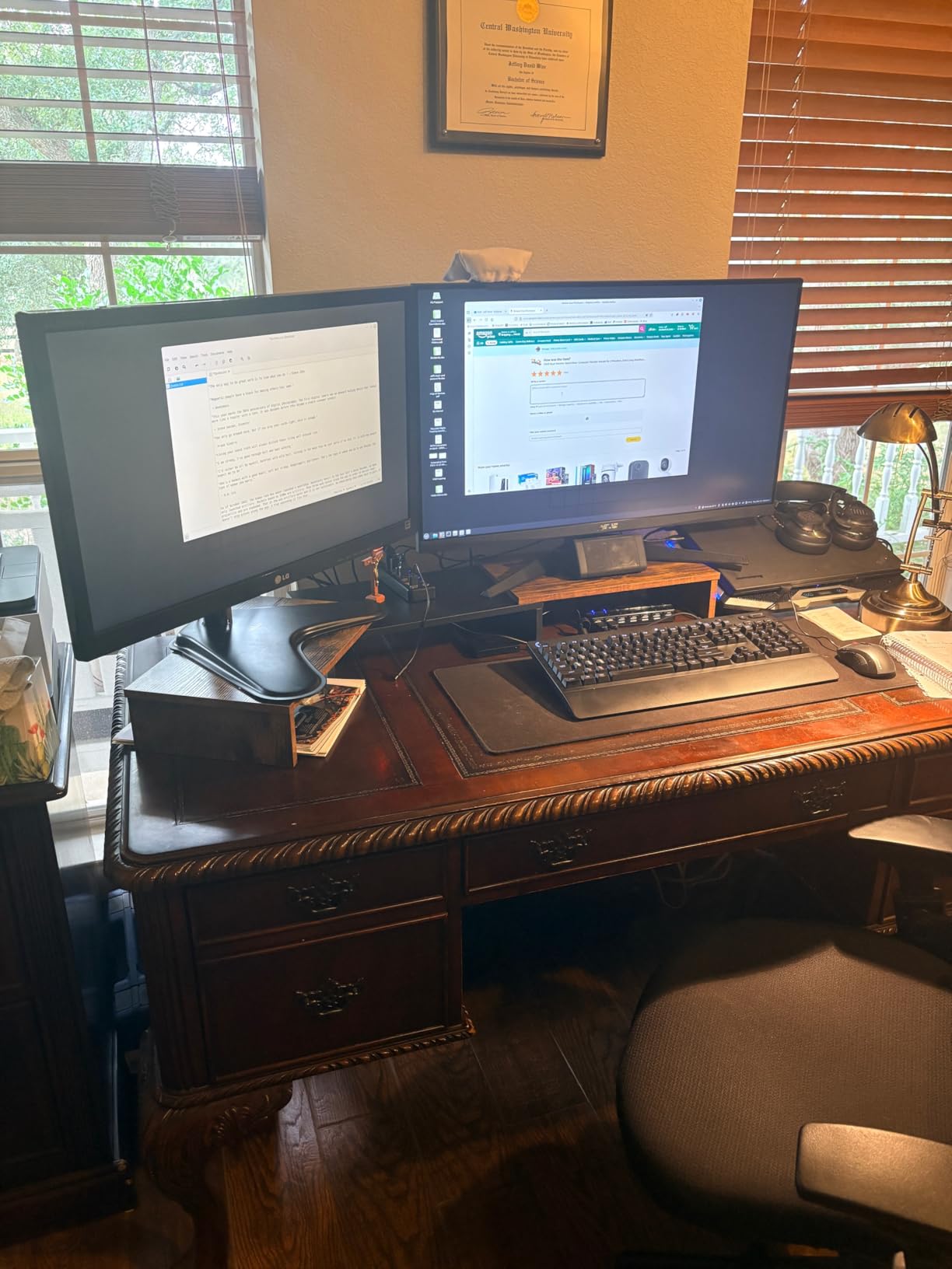 TAVR Dual Monitor Stand Riser, Wooden Computer Monitor Stand for 2 Monitors customer photo 1