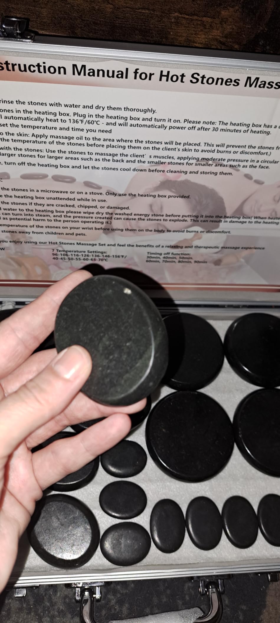 AICNLY Hot Stones Massage Set with Temperature Adjustment(20 Pcs Basalt) customer photo 1