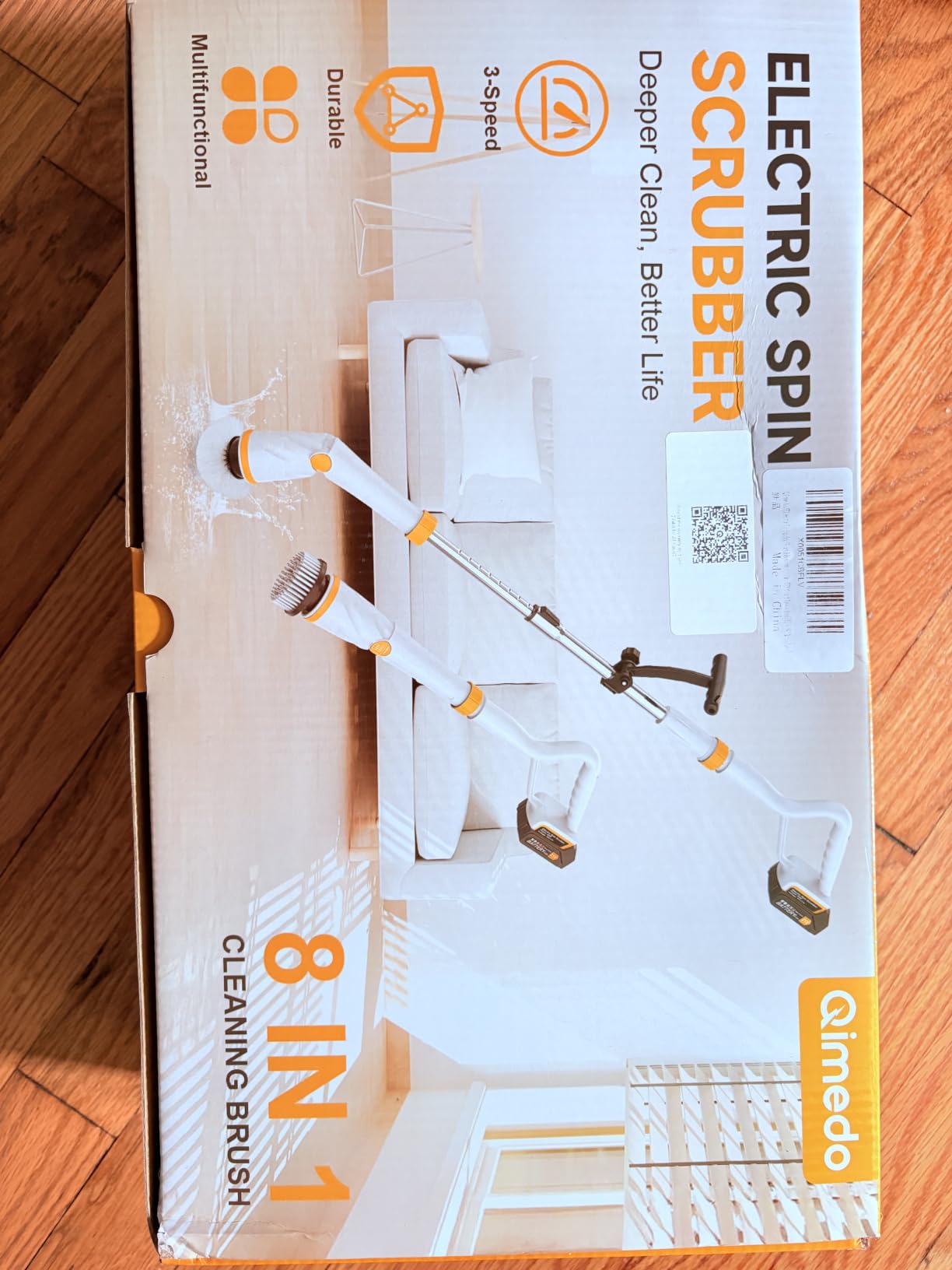 Qimedo 1500 RPM Electric Spin Scrubber with Two Batteries Q2 Pro, Cordless Battery Powered Shower Scrubber,Electric Tile Floor Scrubber with Display for Grout/Tile/Tub (Effortless Handle/8 Brushes) customer photo 1