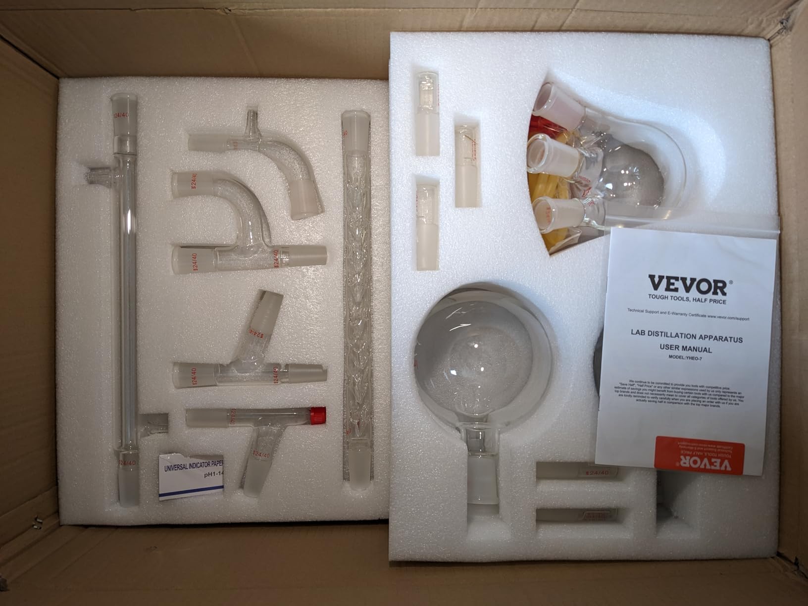 VEVOR Lab Distillation Kit, 3.3 Boro Lab Glassware Distillation Kit with 24, 40 Joint, 1000ml Essential Oil Distillation Apparatus Kit, 32 pcs Set of Glassware Equipment customer photo 1