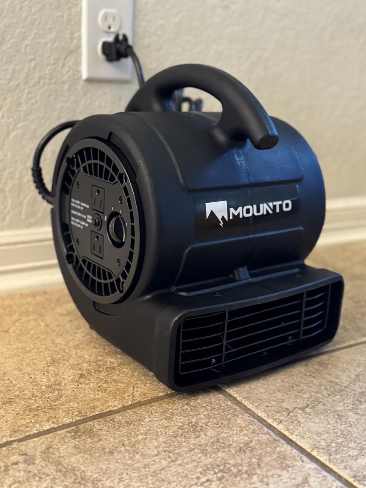 MOUNTO 1/5hp Air Mover 800cfm Blower Fan Carpet Floor Drying Fan - 3-Speed Compact Air Mover w/Dual Outlet, 10ft Power Cord for Drying, Cooling, Air Circulation (Blue) customer photo 2