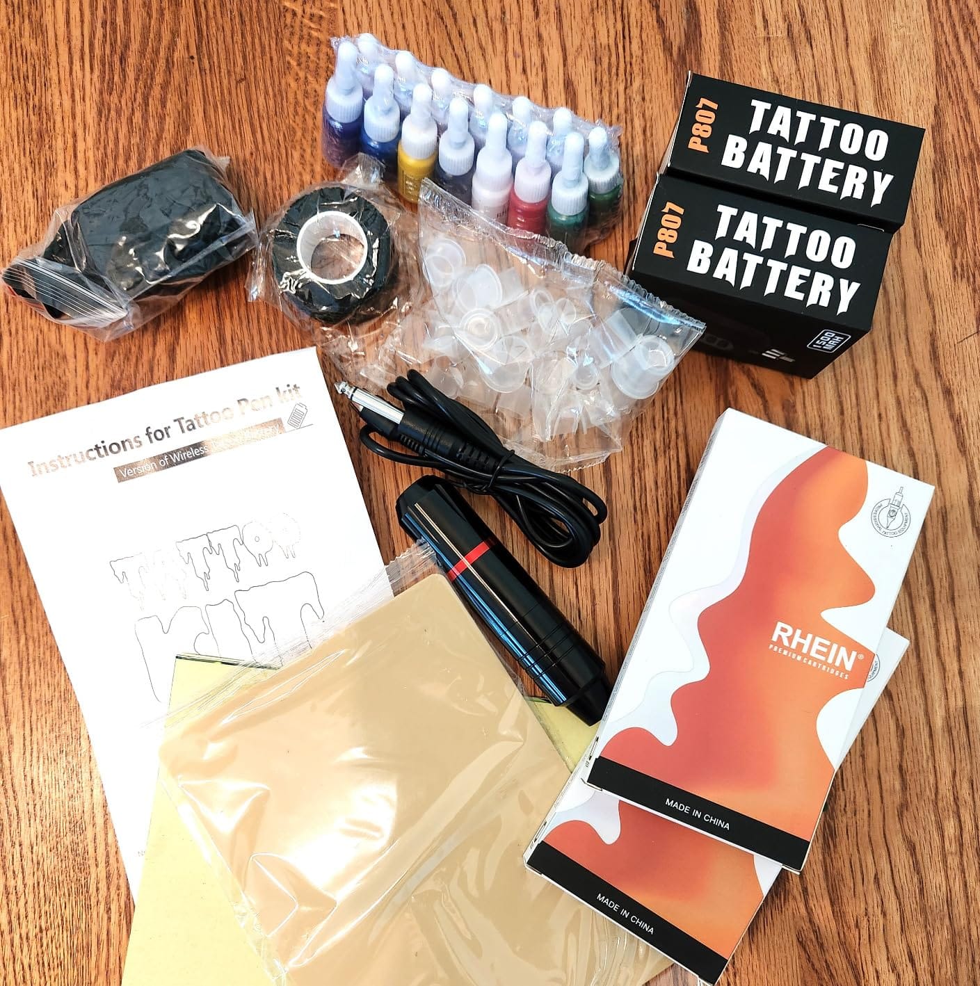 Tattoo Gun Kit - Wireless Tattoo Machine Kit with 2 PCS 1500mAh Batteries, 20 Tattoo Cartridge Needles,14 Colors Tattoo Ink,Full Tattoo Supplies for Beginners and Artists customer photo 2