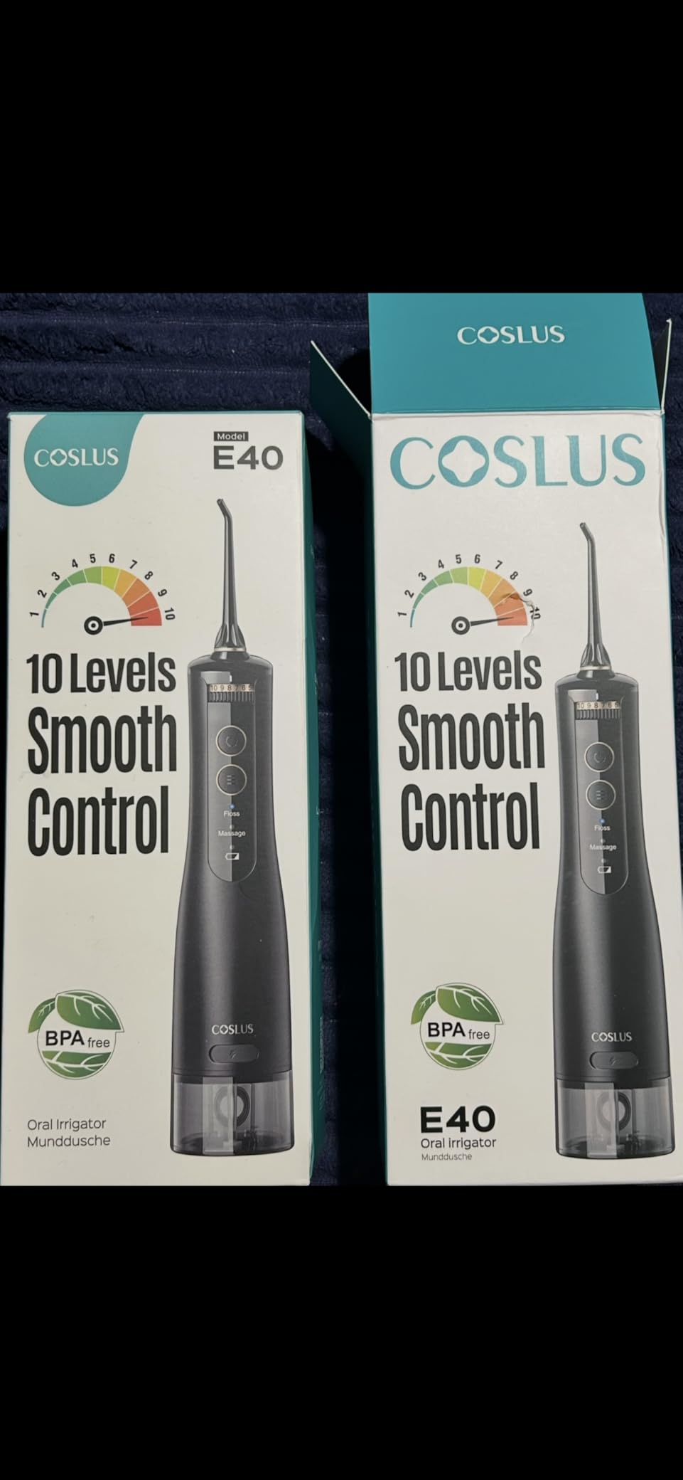 COSLUS ADA Accepted E40 Water Dental Flosser, 10 Pressure Levels, Black Pro customer photo 1