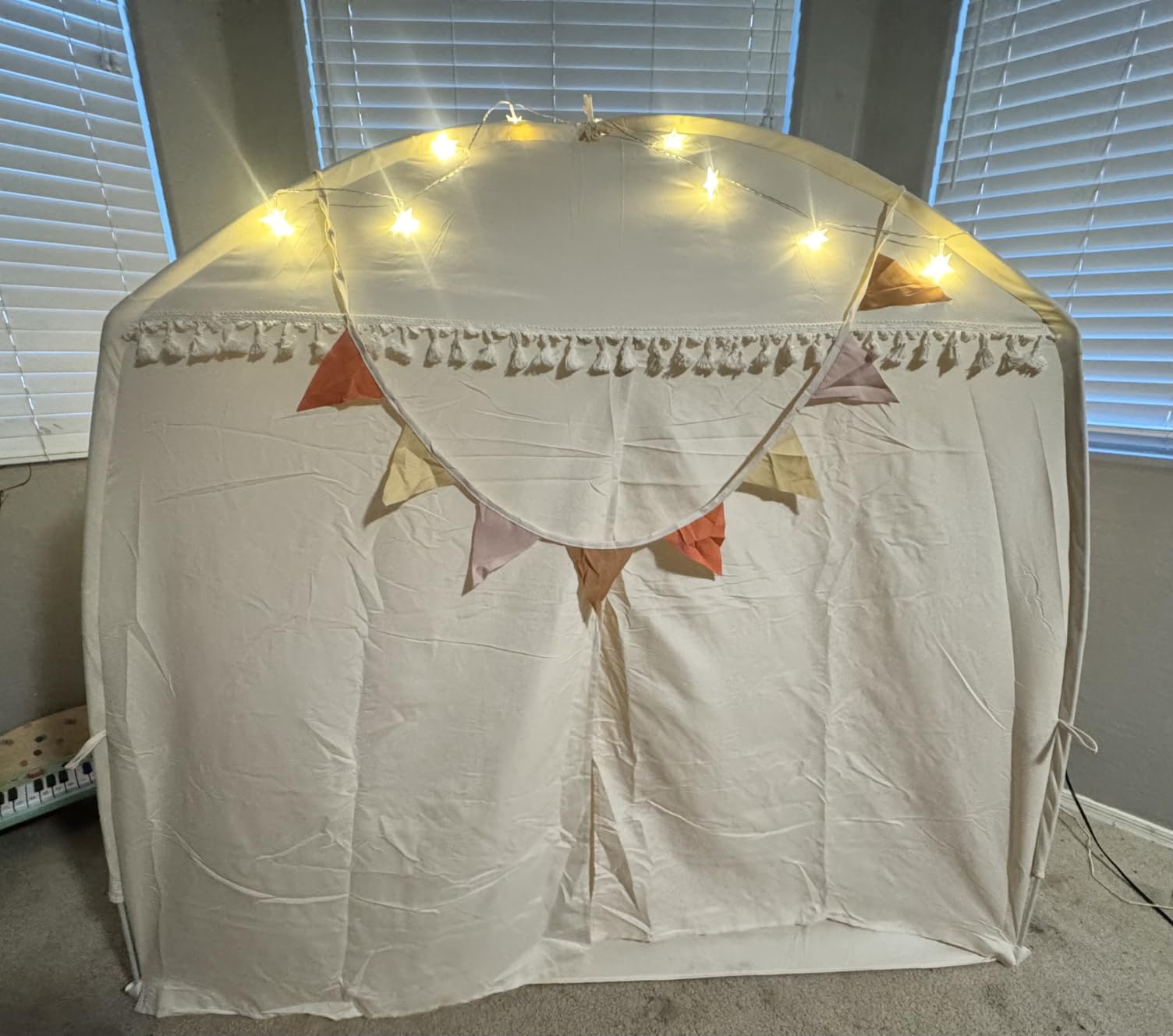 Sumbababy Large Teepee Tent for Kids - Tent for Kids Indoor Kids Teepee for Boys & Girls - Playhouse Inside Canopy Bed for Playroom Gift Toys (Cream) customer photo 1