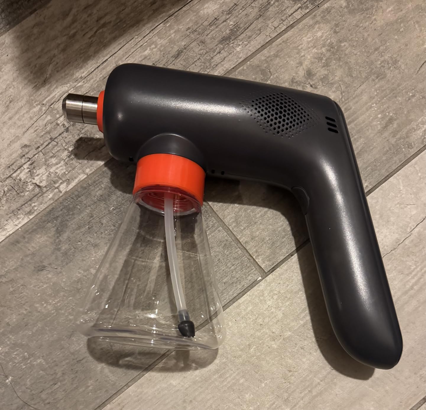 Cordless Electric Disinfection Fogger, Detachable Stainless Steel Nozzle, 3-Gear Adj 14.2oz Sanitizer Atomizer, Blue Light Nano Spray Gun for Place Cleaning/High-Touch Item Contactless Sanitization customer photo 2