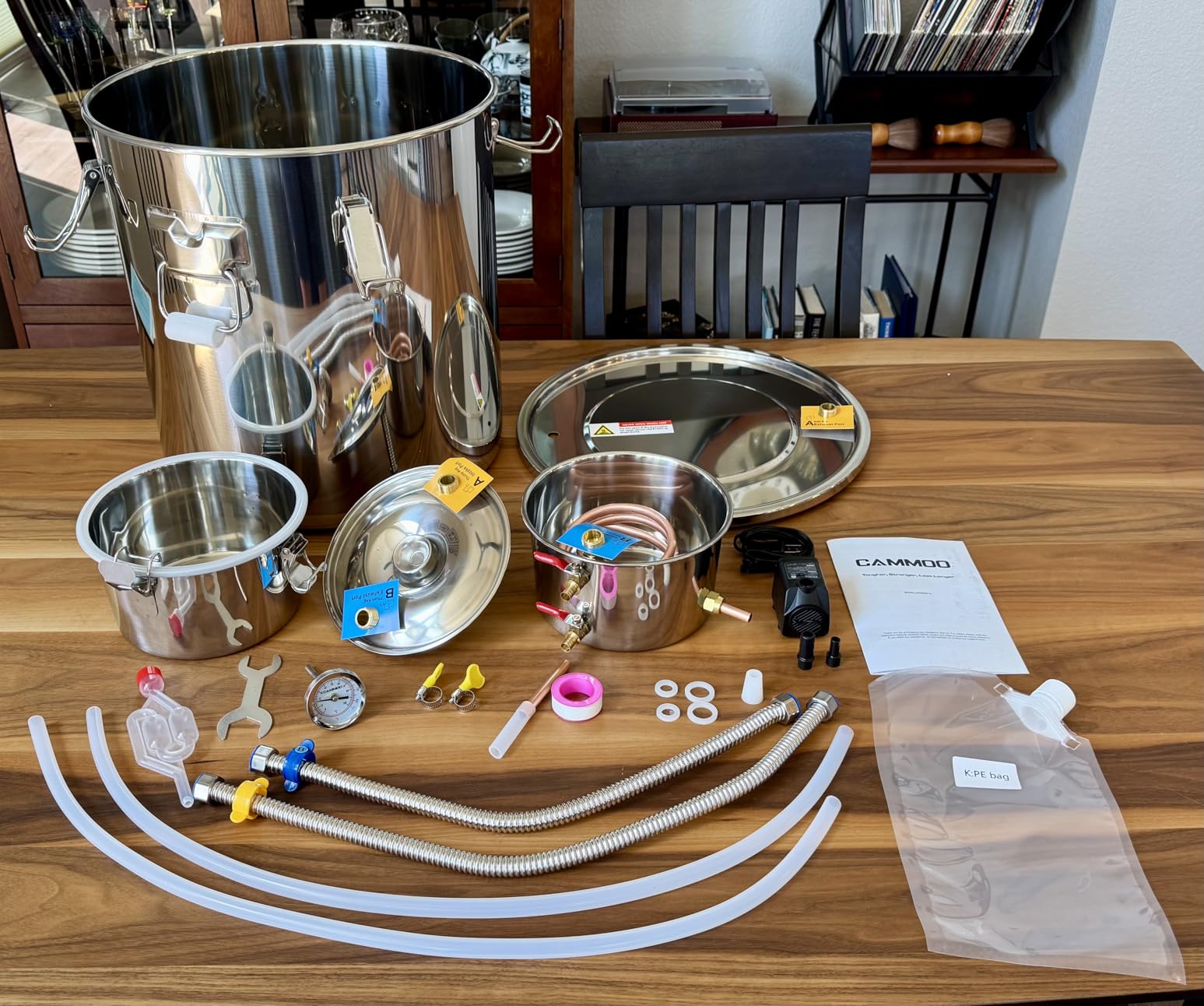 CAMMOO 3 Pots 8Gal/30L Moonshine Still Kit Complete with Thumper and Condenser, Thermometer, Submersible Pump, Stainless Steel Alcohol Distiller Home Brewing Kit for DIY Whiskey Wine Brandy customer photo 1