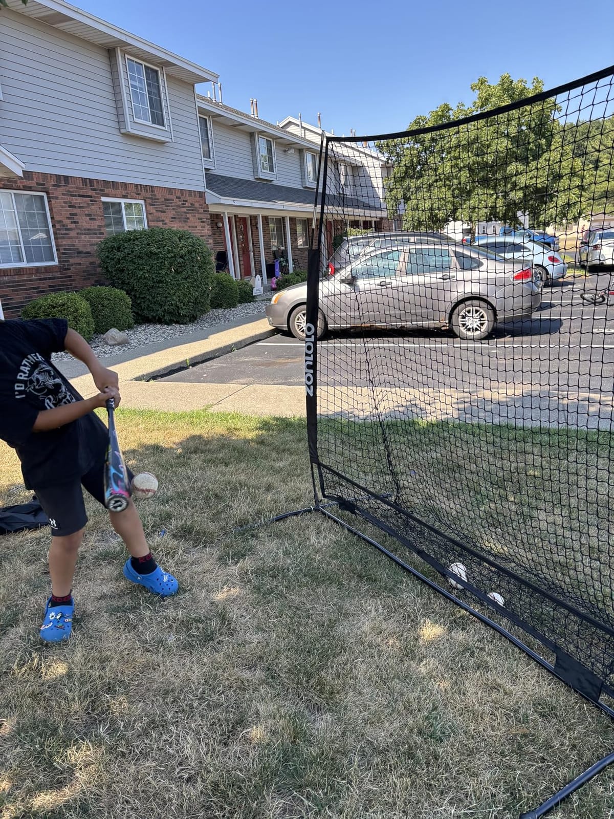 ZONLOLO 6x6ft Baseball & Softball Net for Hitting,Pitching and Batting, Throwing,Baseball net with Sturdy Bow Frame,Battting Tee,Strike Zone, Middle Size,Suitable for Kids! customer photo 1
