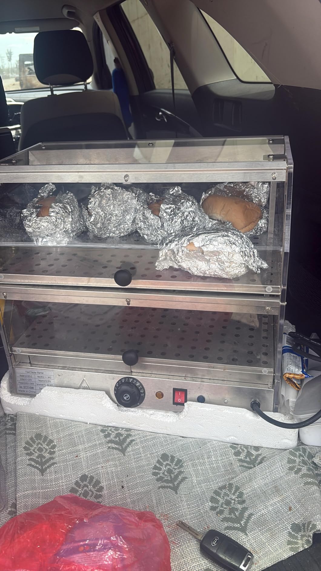 ROVSUN 2-Tier Food Warmer Pizza Warmer Countertop, Food Warmer Display Pretzel Warmer with LED Lighting Front and Rear Doors, Electric Catering Hot Box Acrylic for Buffet Restaurant Cafe customer photo 1