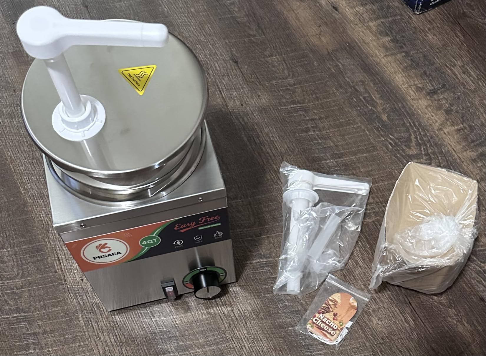 Original 4QT Nacho Cheese Dispenser Warmer, Food-Grade Stainless Steel Cheese Warmer with 2 Pump, Commercial Smart Nacho Cheese Machine for Parties, Catering and Events (Includes Tags & Trays) customer photo 2