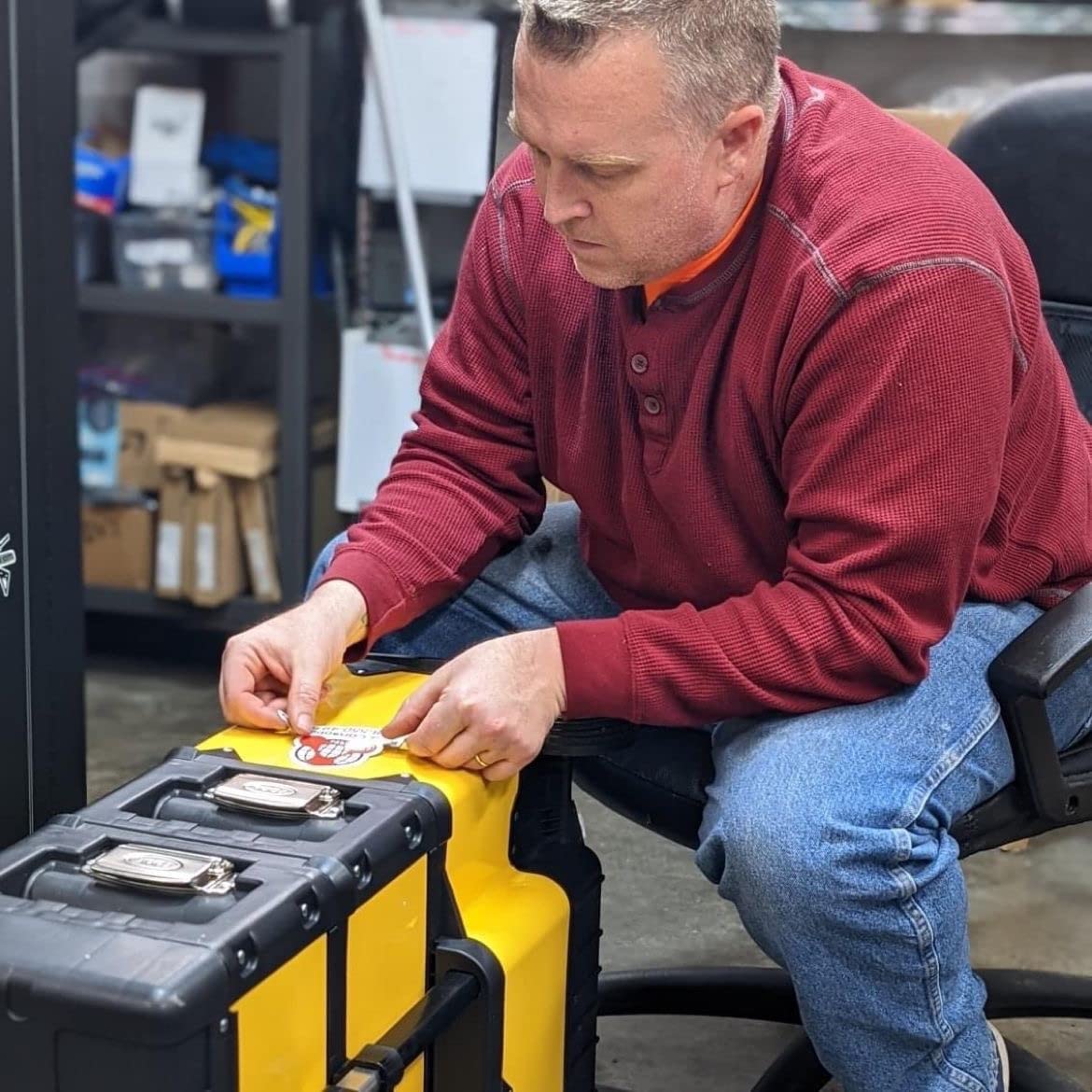 Stalwart 3-in-1 Portable Tool Box on Wheels, Yellow/Black, 20.5x12x28-Inch customer photo 2
